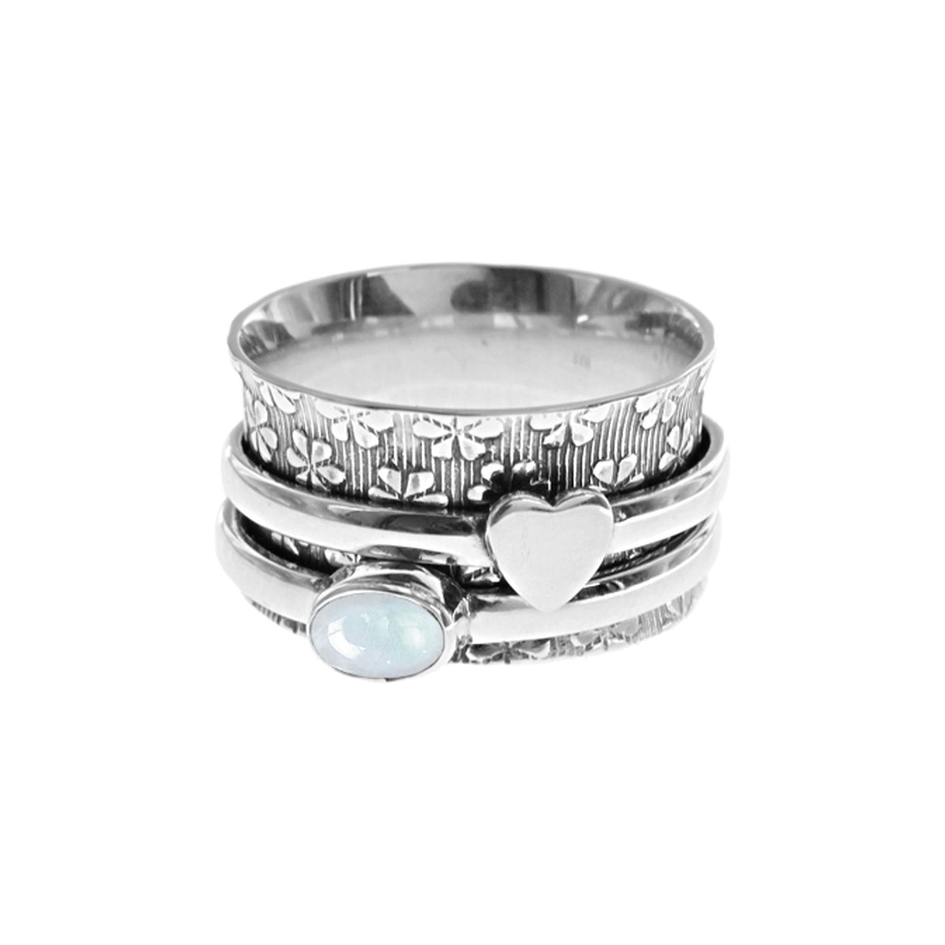 Catalina rainbow moonstone & heart spinning ring