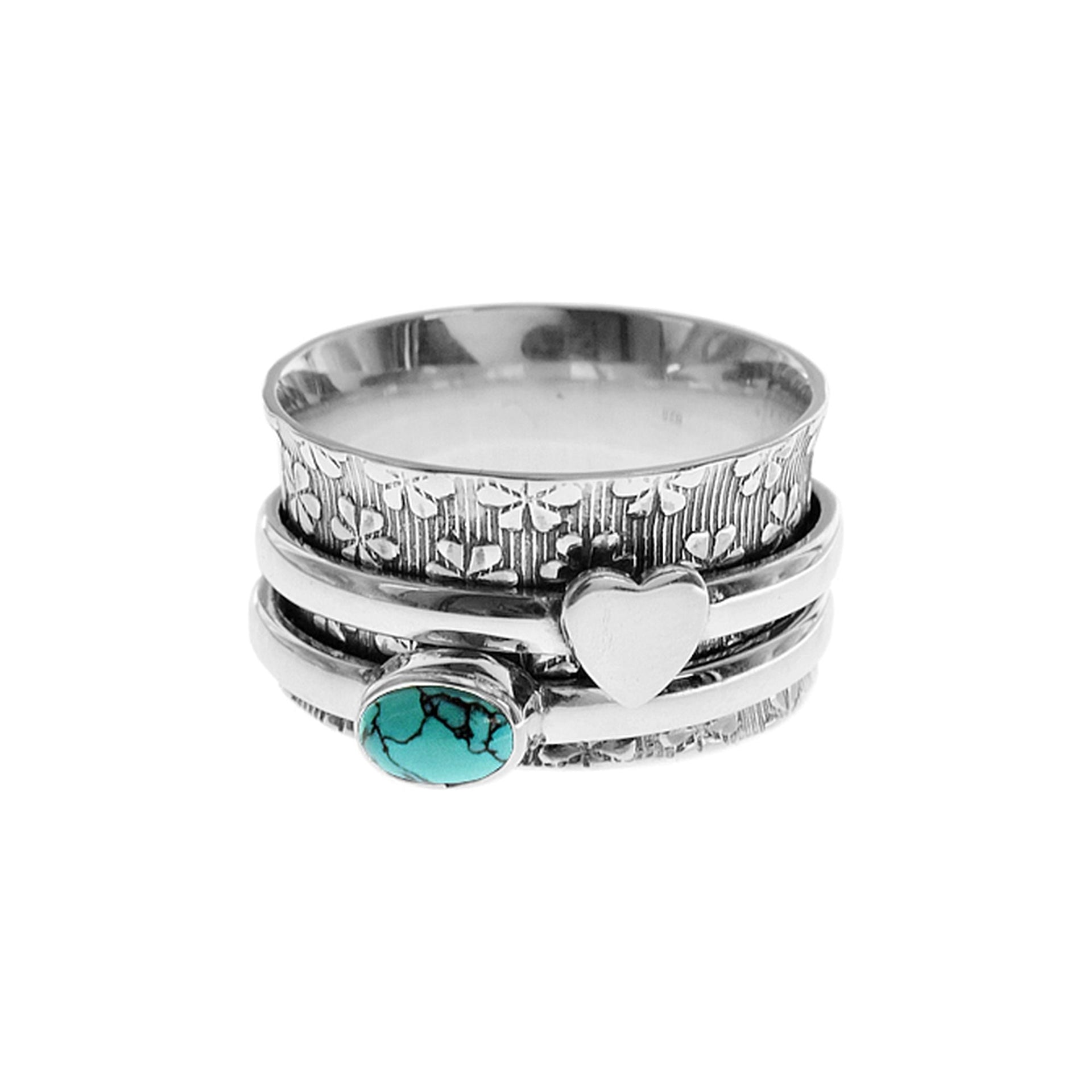Catalina turquoise & heart spinning ring
