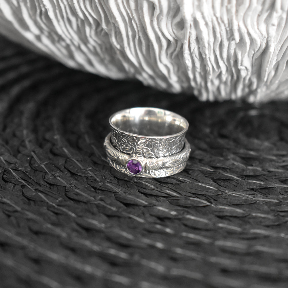 Catalina amethyst facet spinning ring