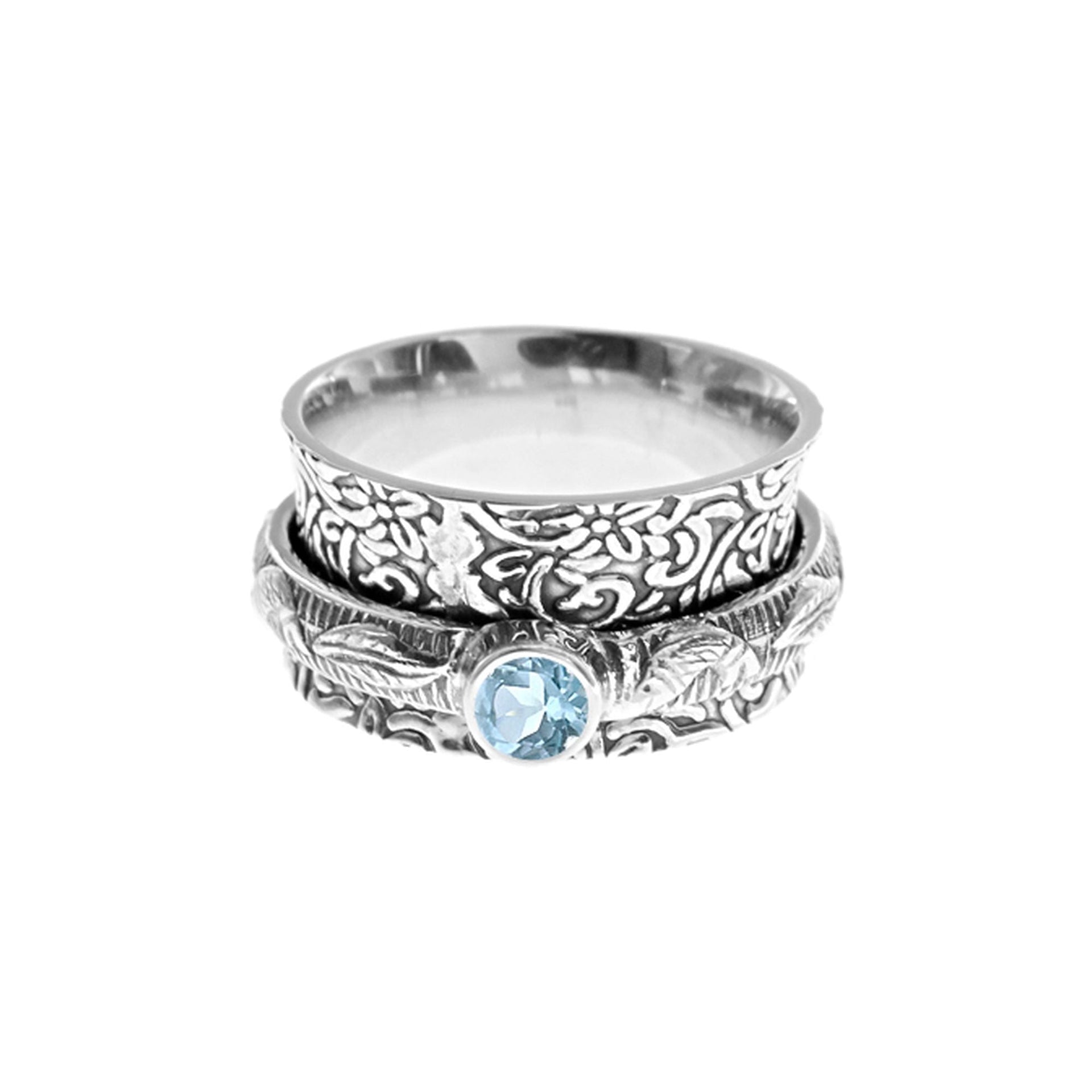 Catalina blue topaz spinning ring