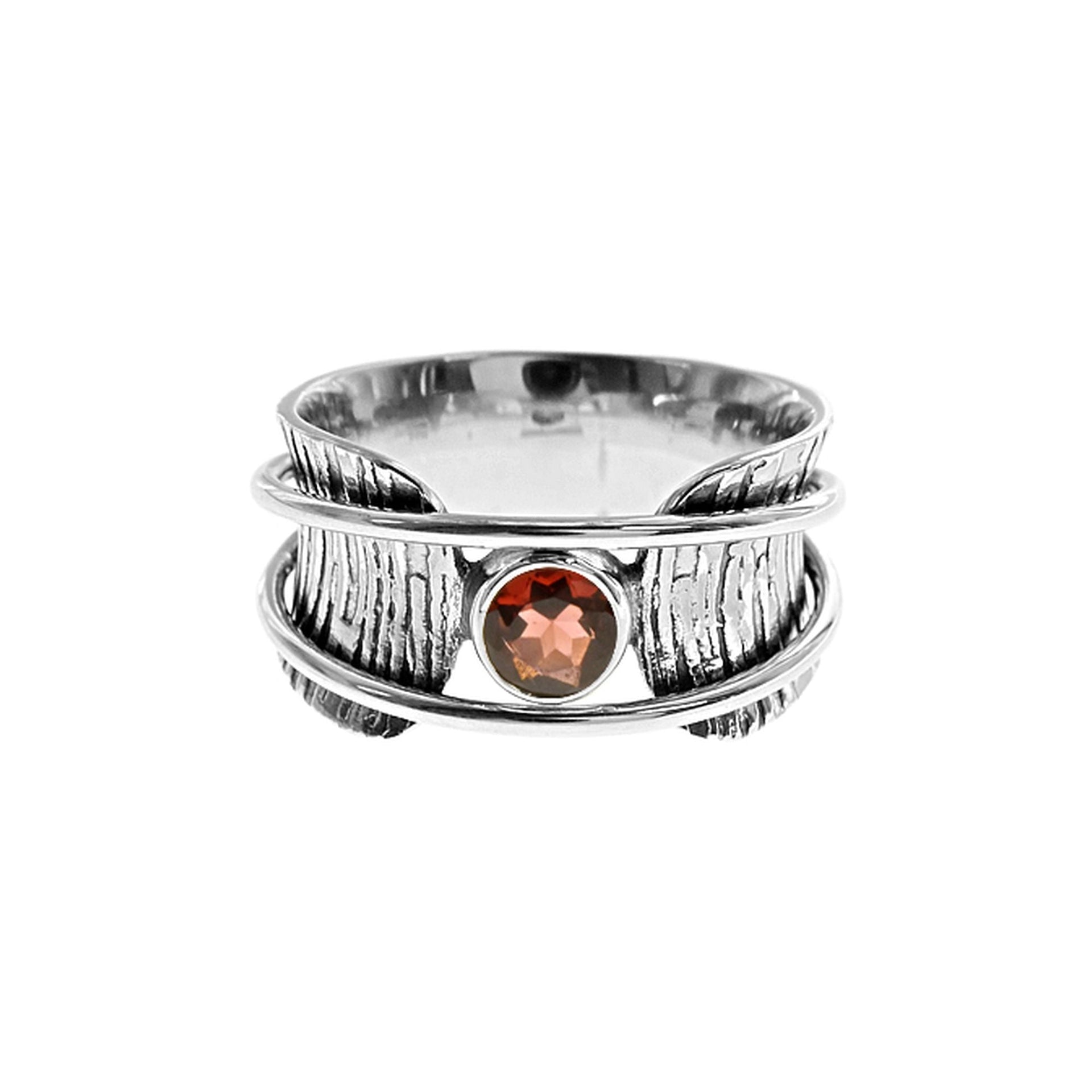 Catalina bark effect garnet facet spinning ring