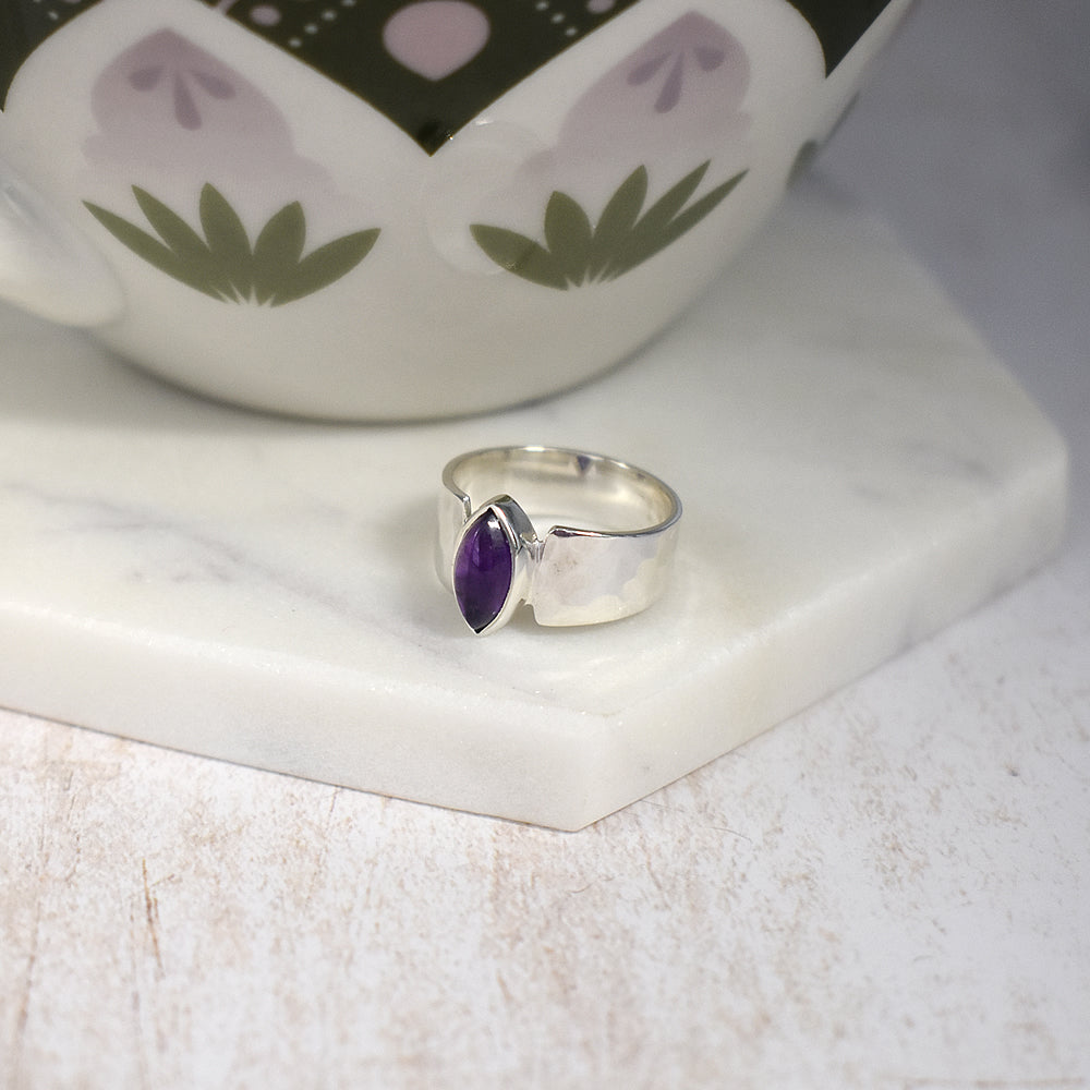 Lexi marquis amethyst tapered band ring