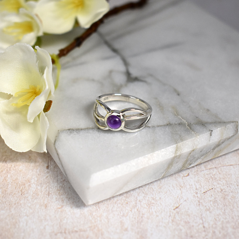Amy triple wave amethyst ring