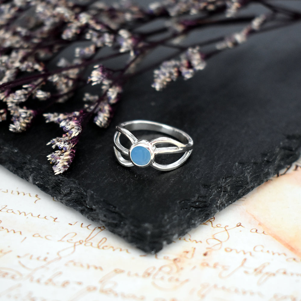Amy triple wave blue chalcedony ring
