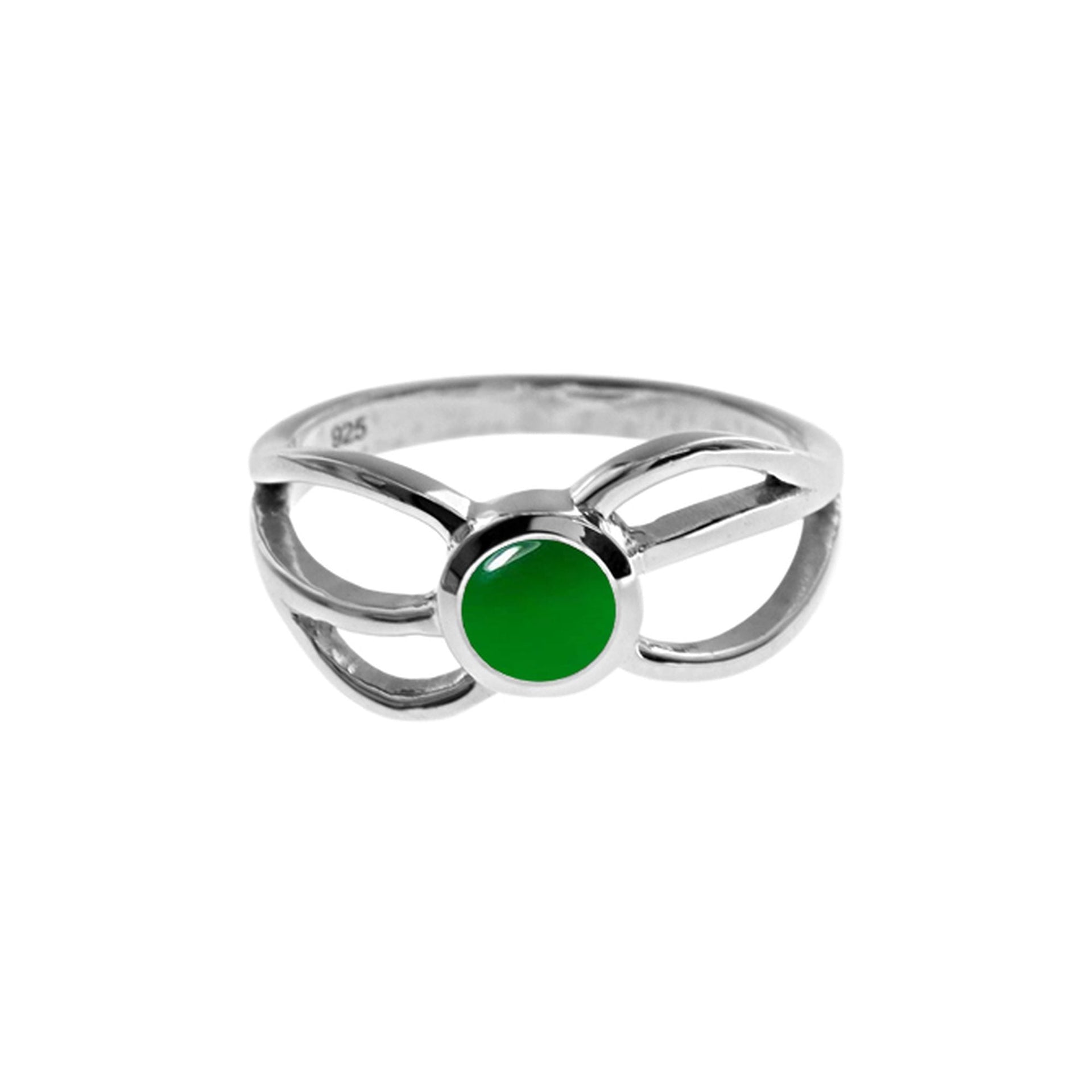 Amy triple wave green agate ring