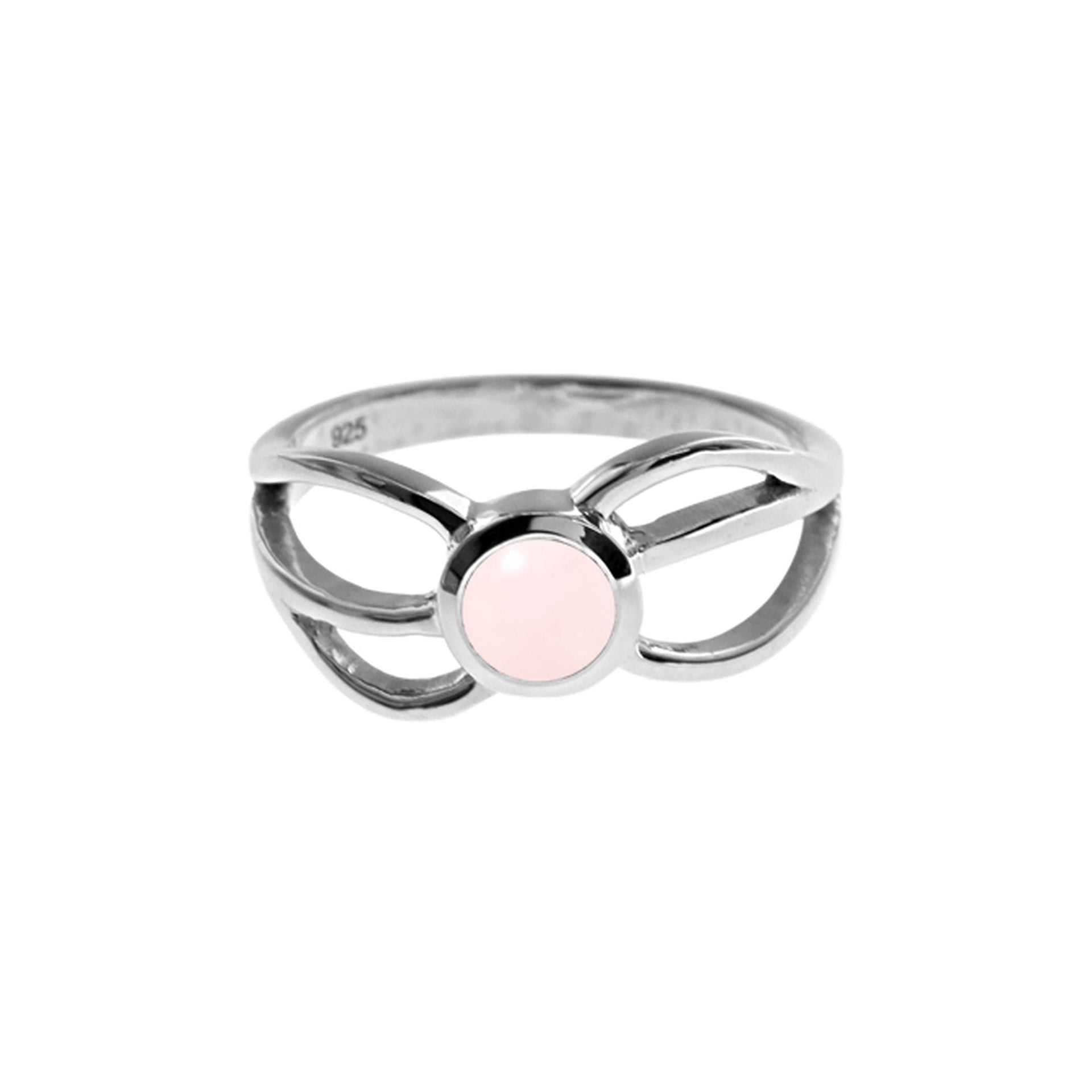 Amy triple wave rose quartz ring