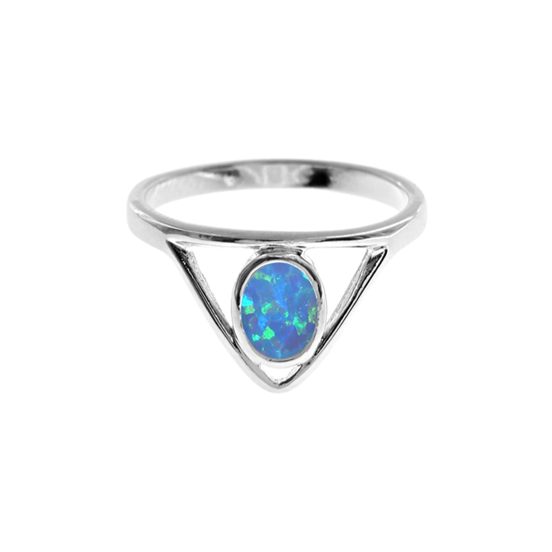 Angelica blue opalique triangular frame ring