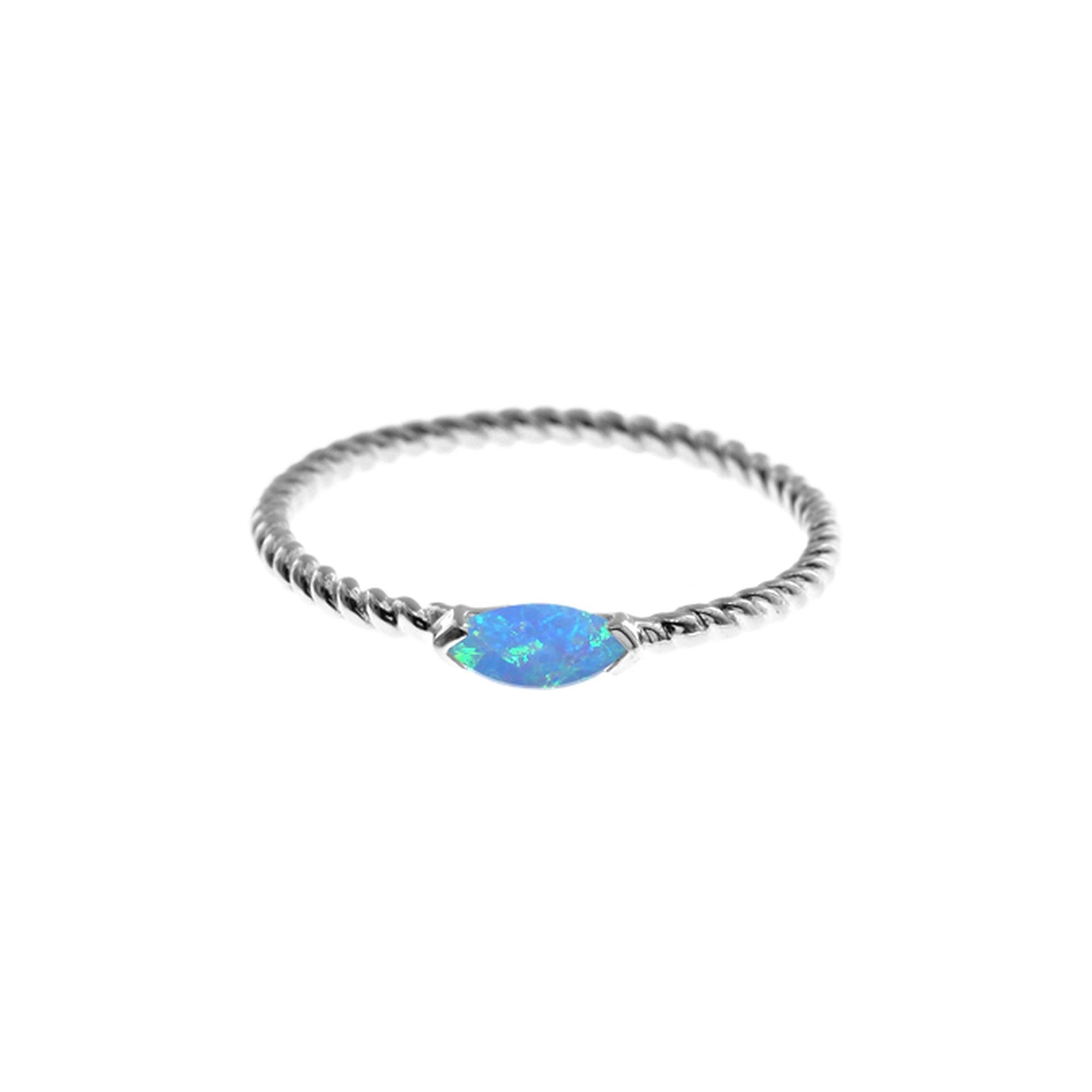 Bethan marquis blue opalique twisted band ring
