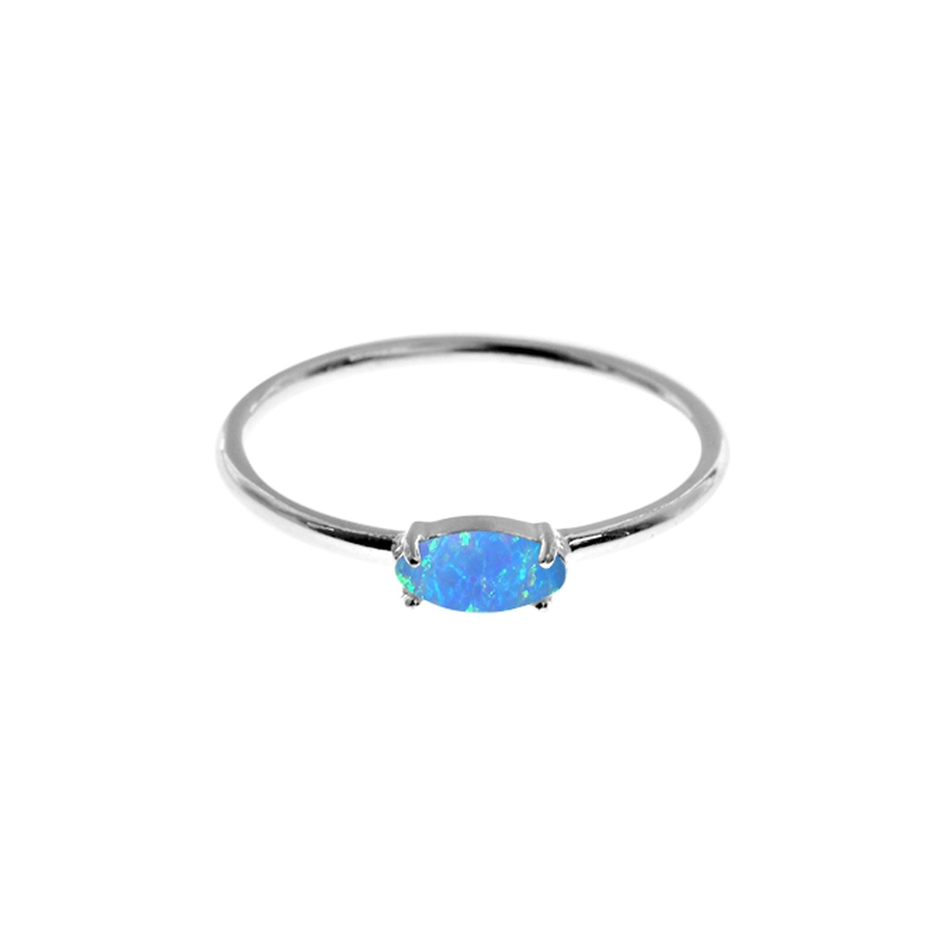 Bethan single marquis blue opalique ring