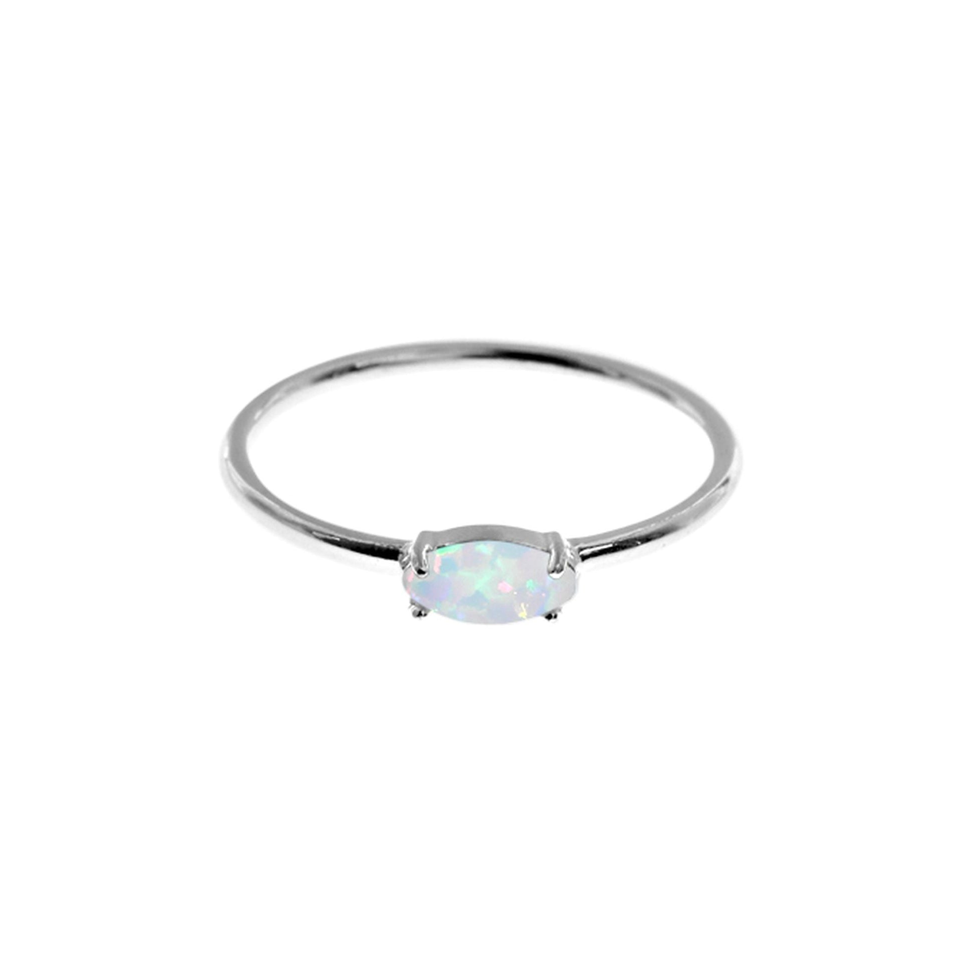 Bethan single marquis white opalique ring