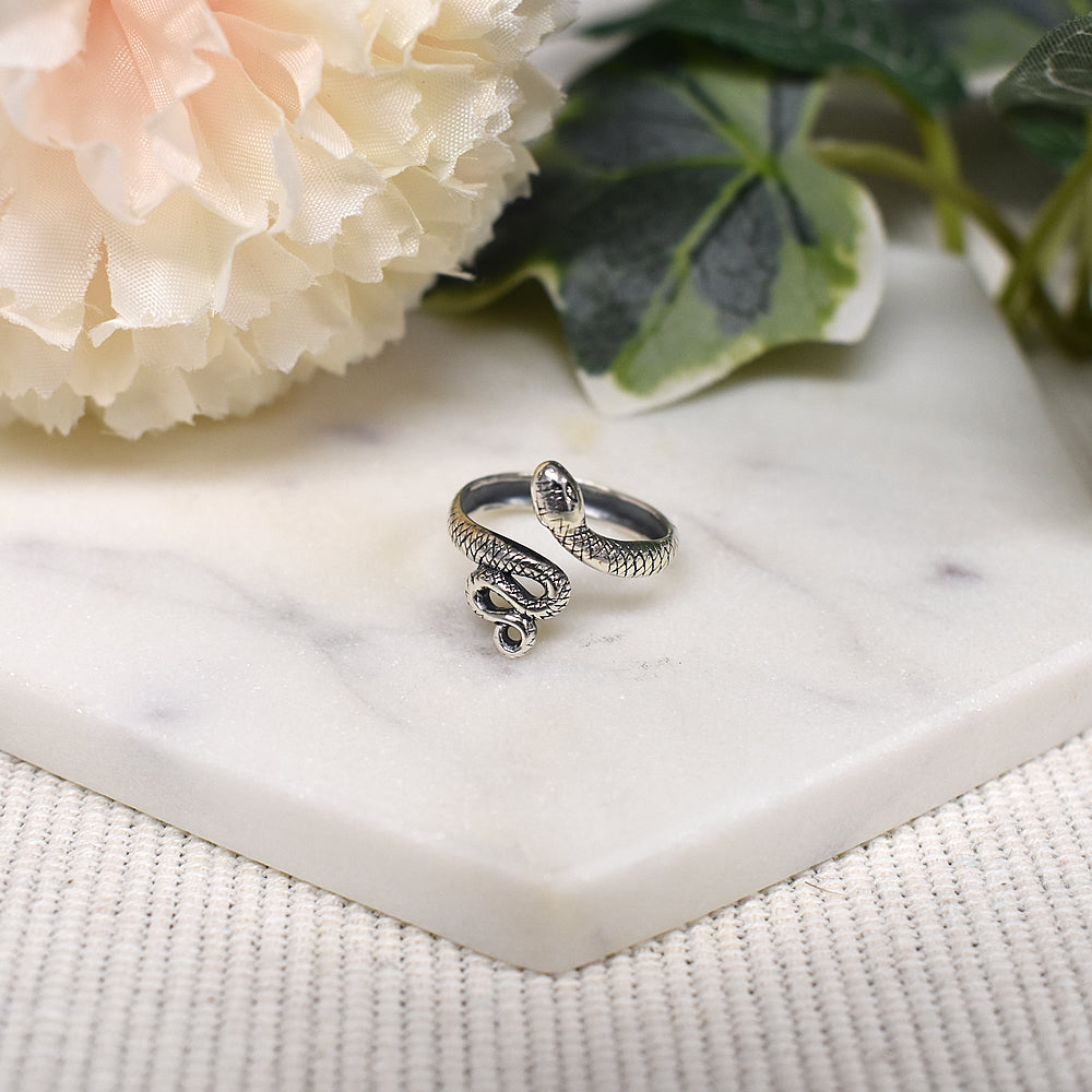 Anya open coiled snake ring
