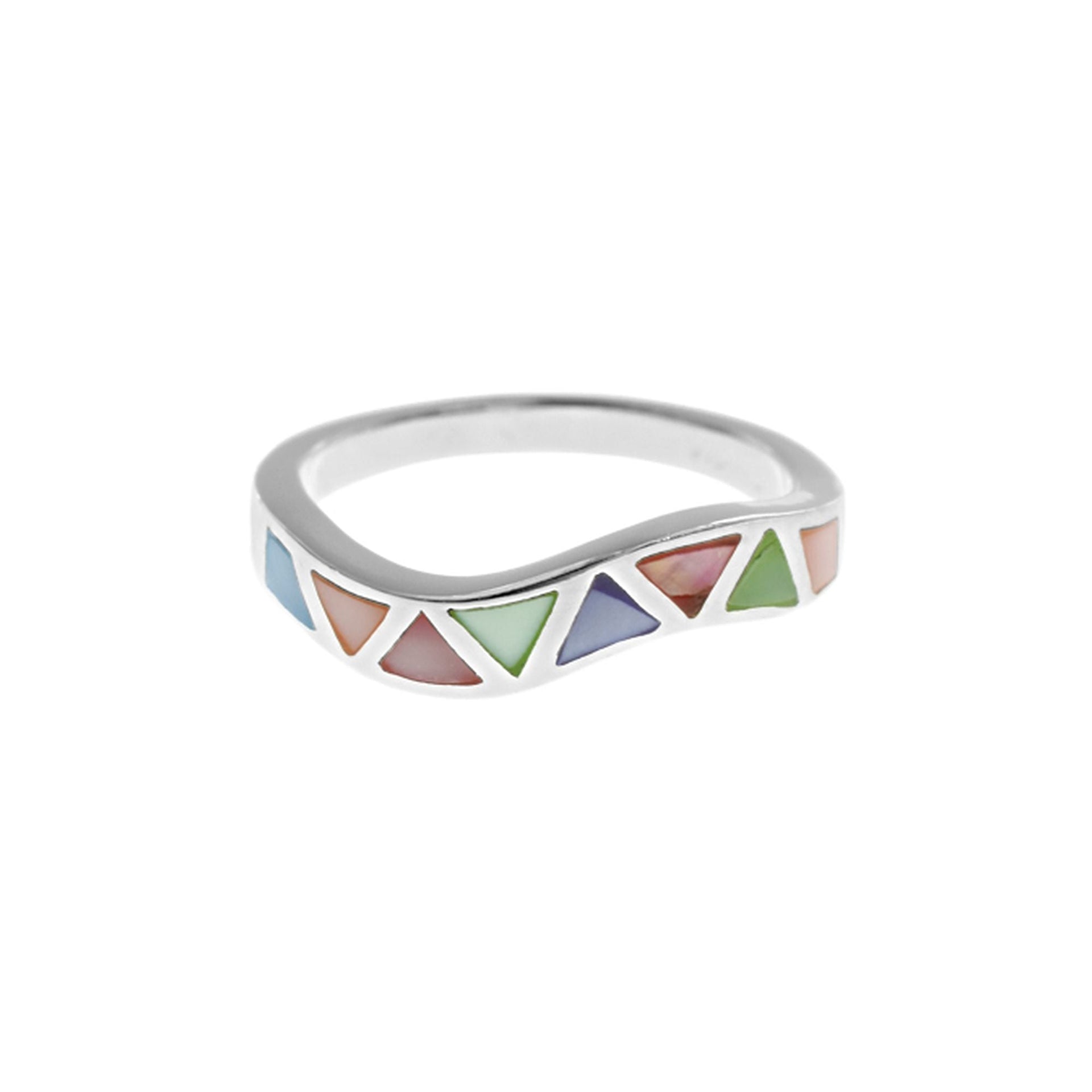 Bronwen mother of pearl triangle wave ring