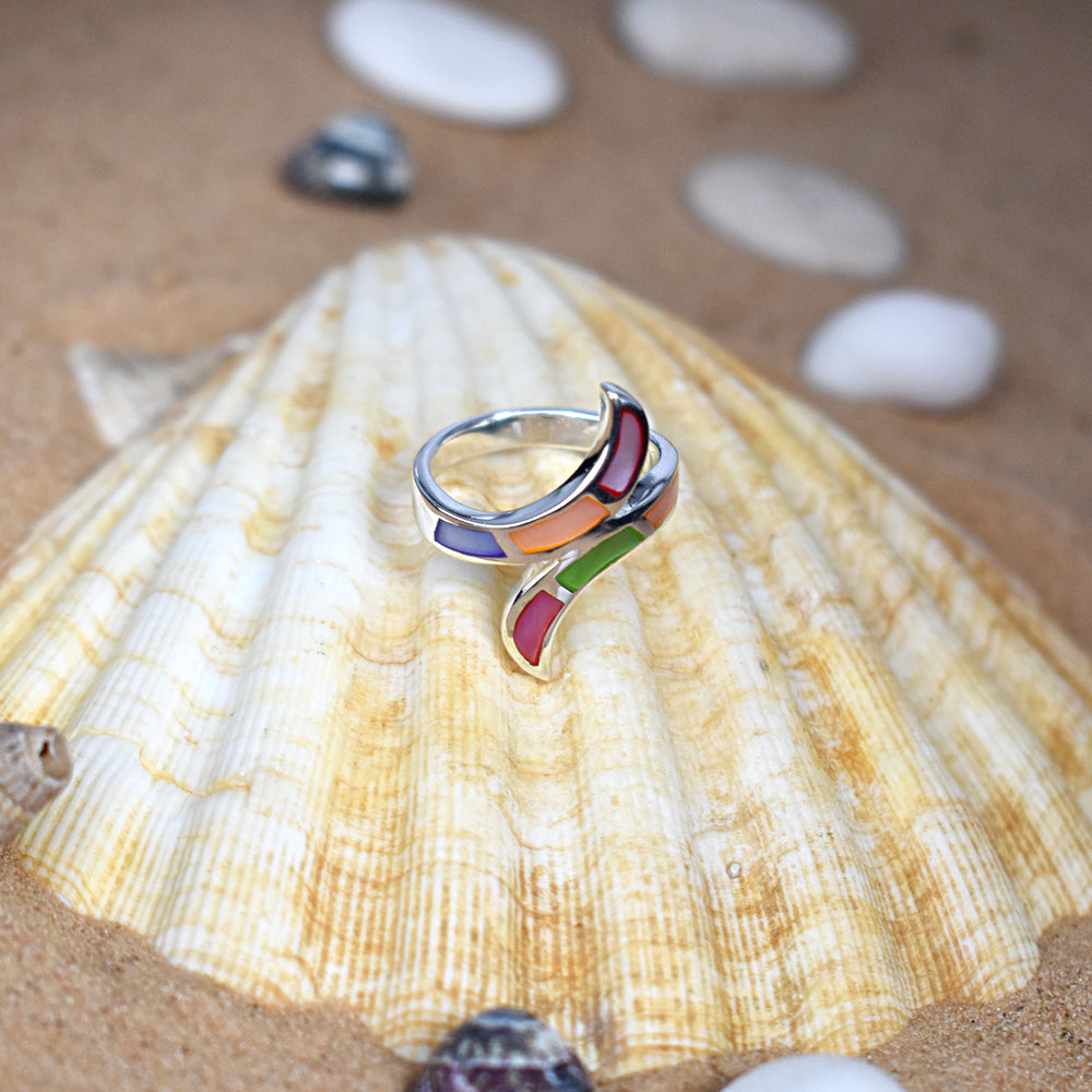 Bronwen mother of pearl overlapped ring