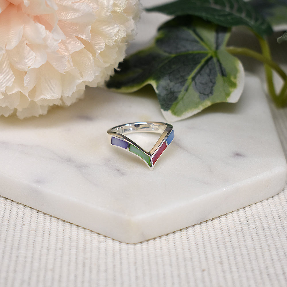 Bronwen mother of pearl wishbone ring