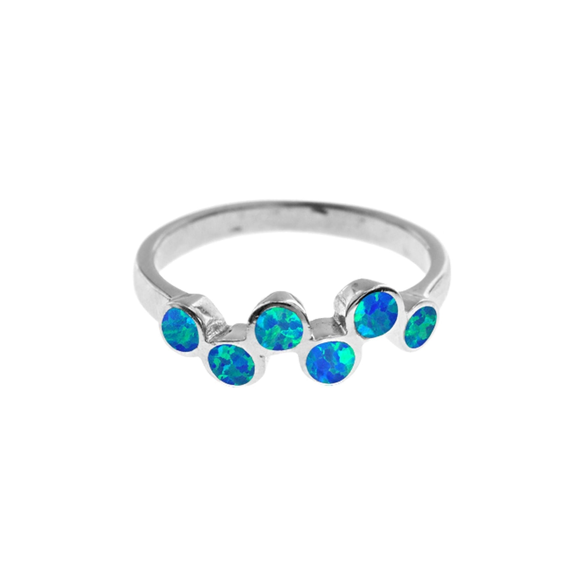Diana blue opalique staggered circle ring