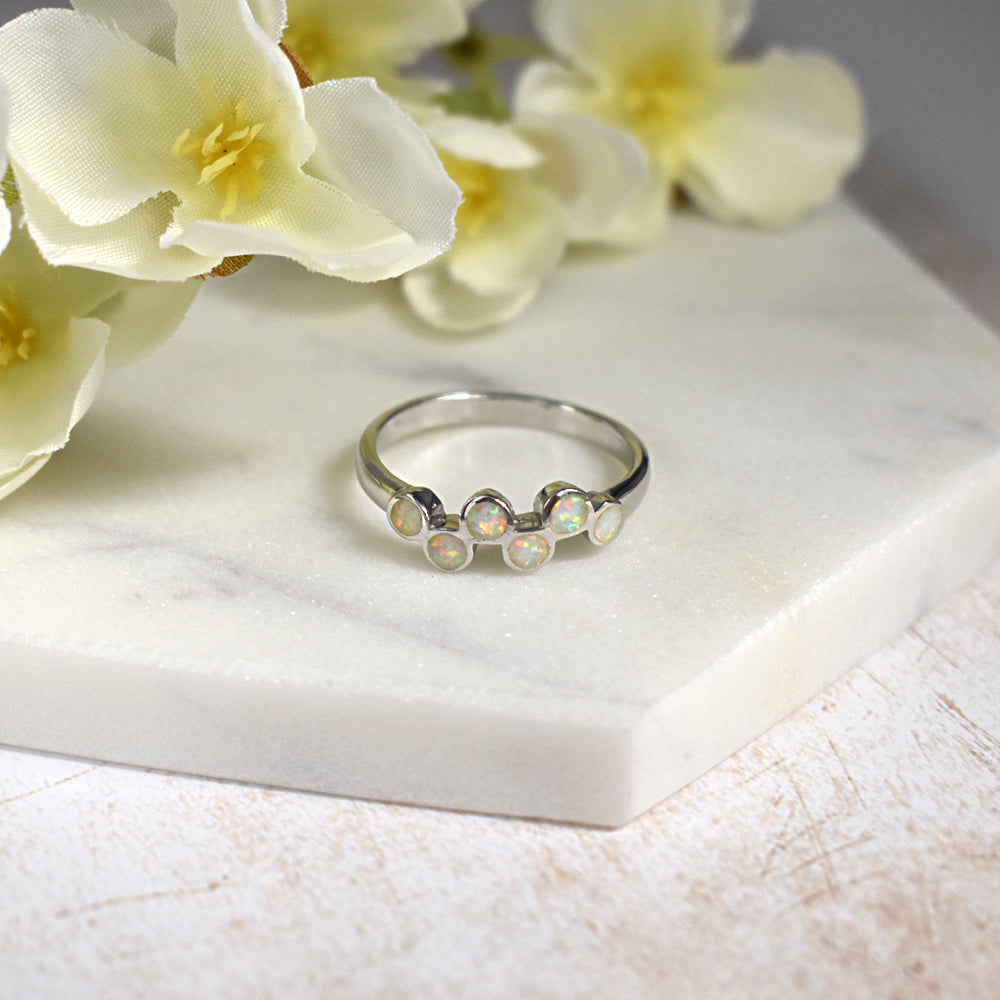 Diana white opalique staggered circle ring