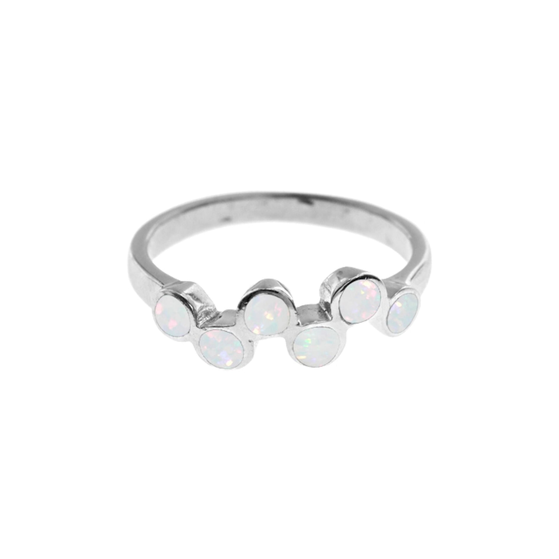 Diana white opalique staggered circle ring