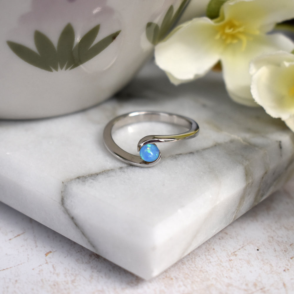 Diana wrapover small blue opalique ring
