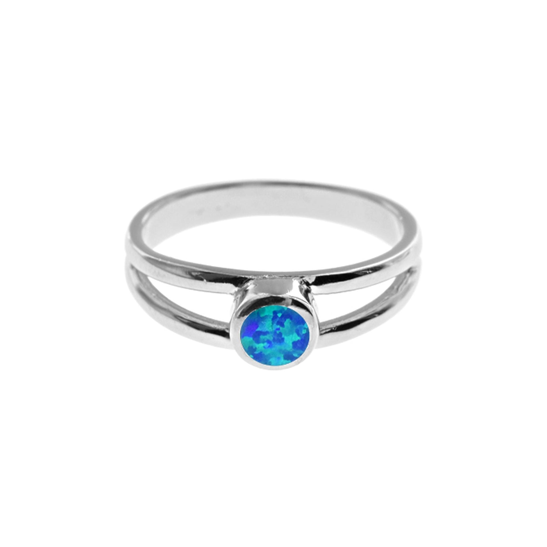Diana split shank blue opalique ring