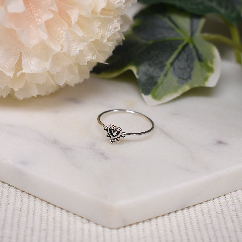 Isla small heart boho style ring