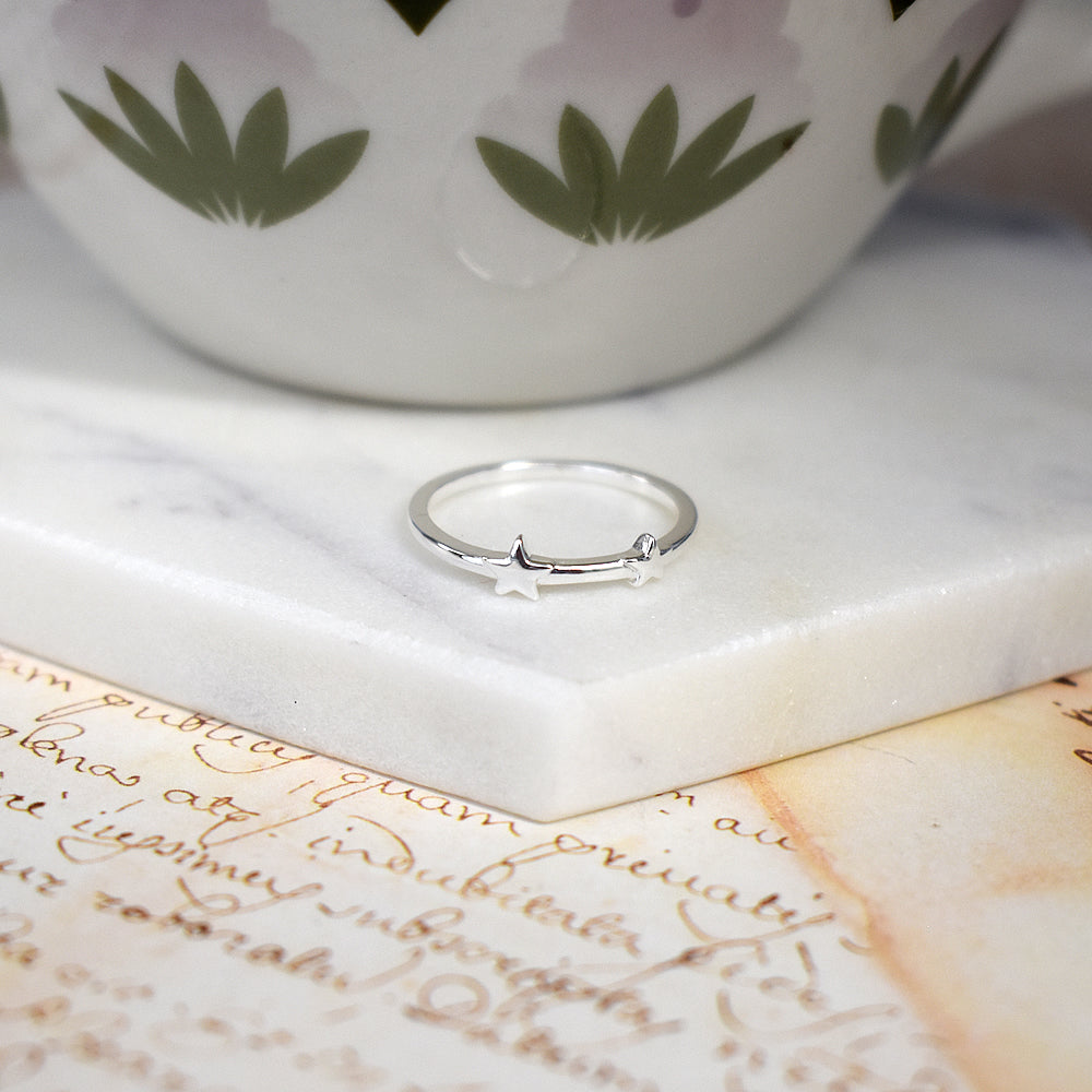 Faith double star band ring