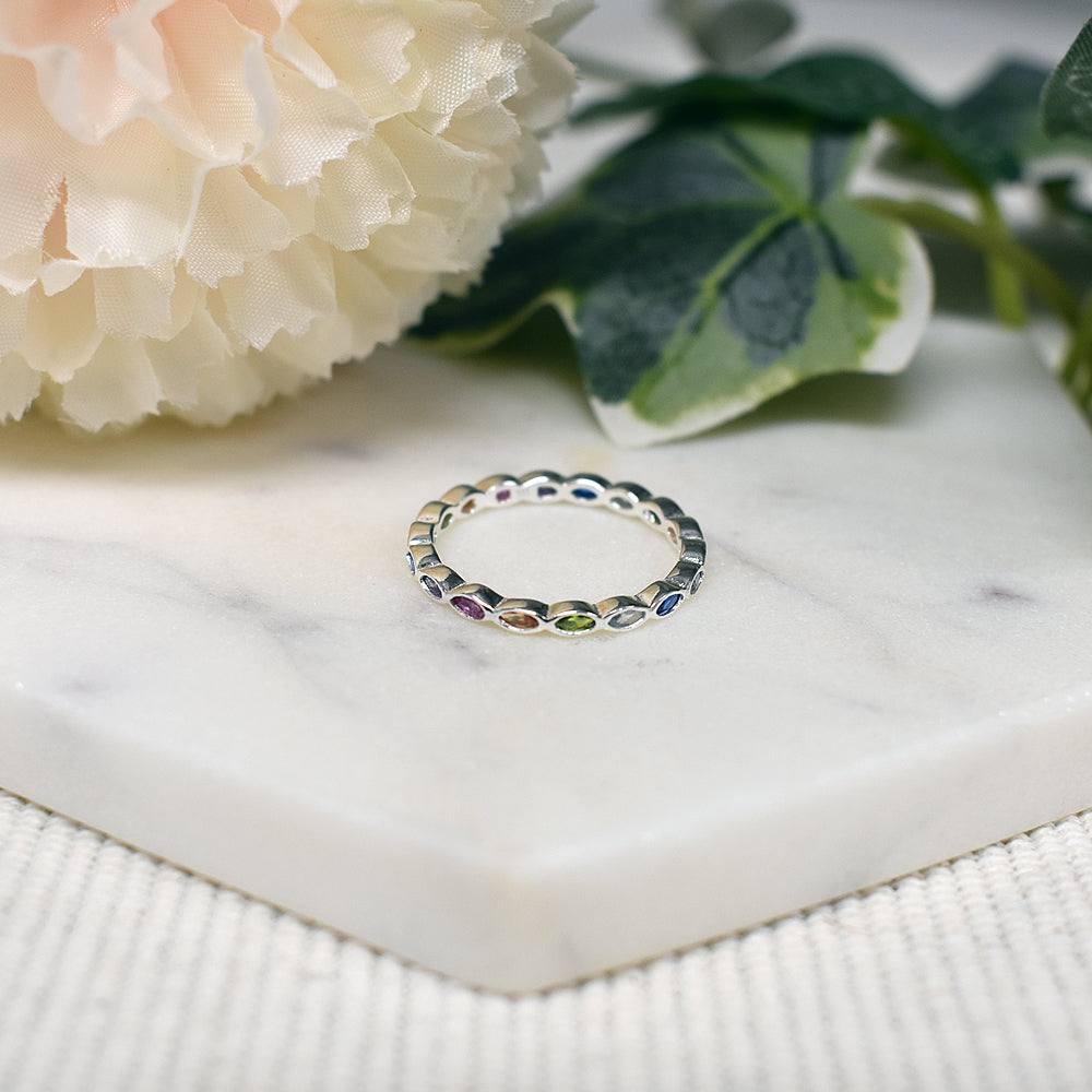 Heidi marquis rainbow CZ eternity ring