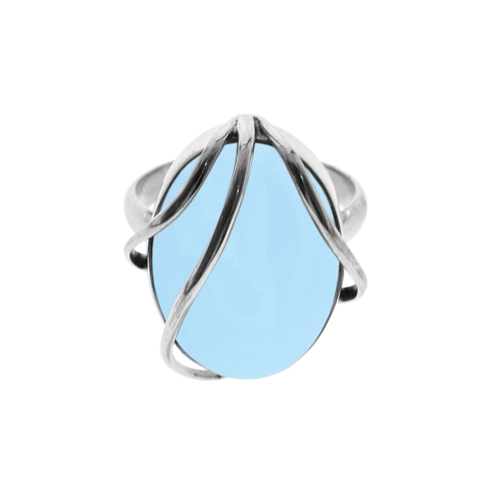 Samira blue chalcedony ring with overlaid bands