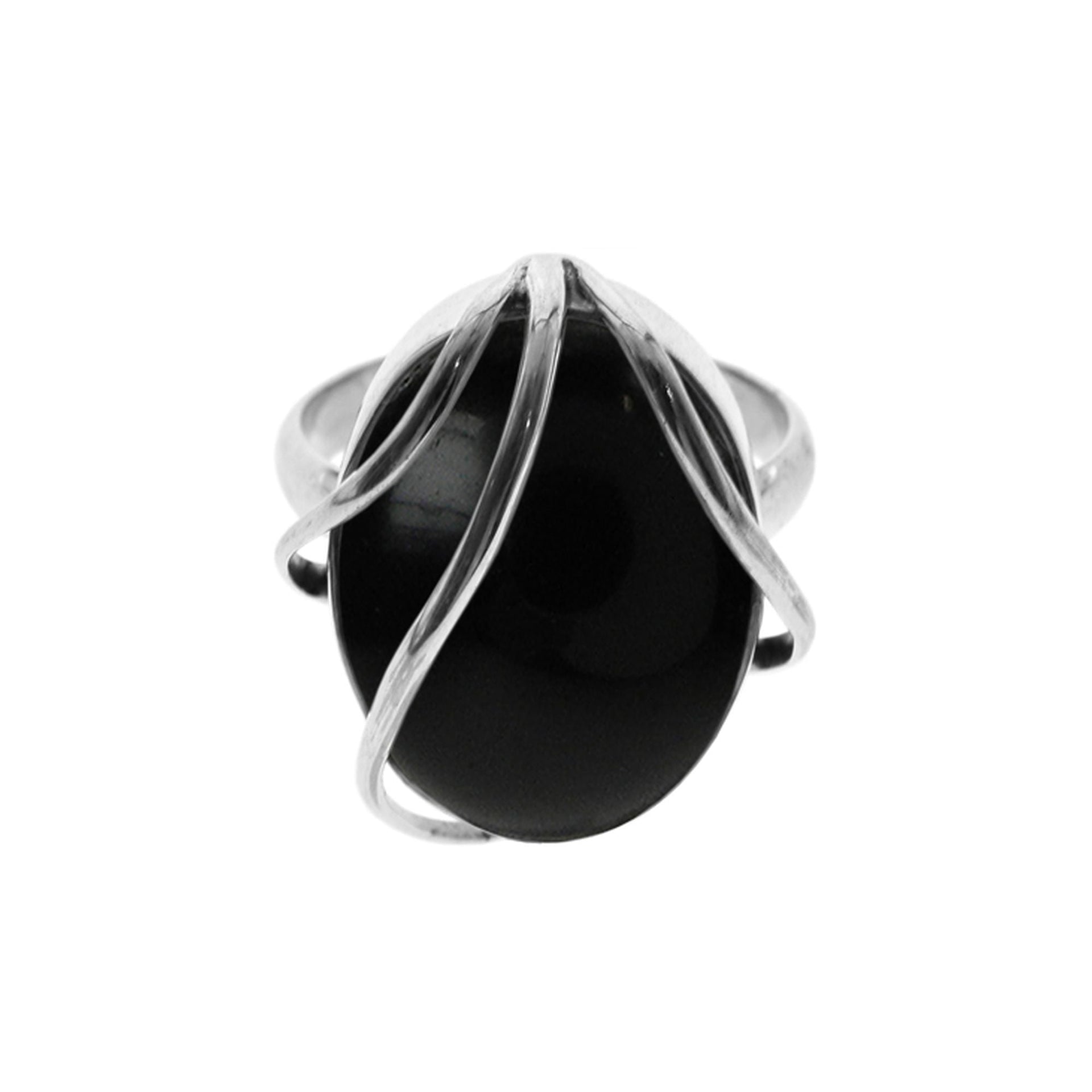 Samira black onyx ring with overlaid bands