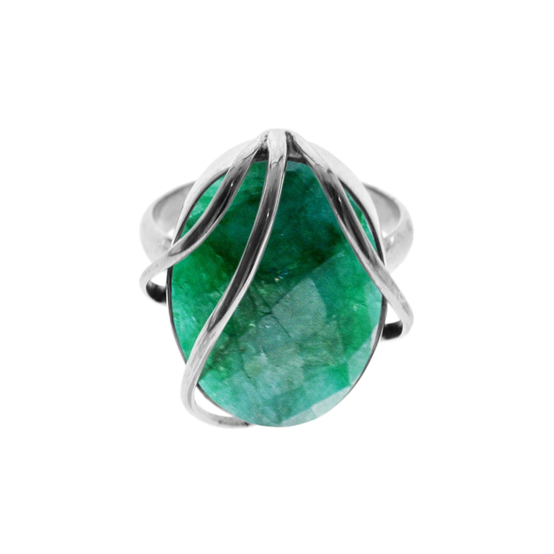 Samira emerald quartz ring with overlaid bands
