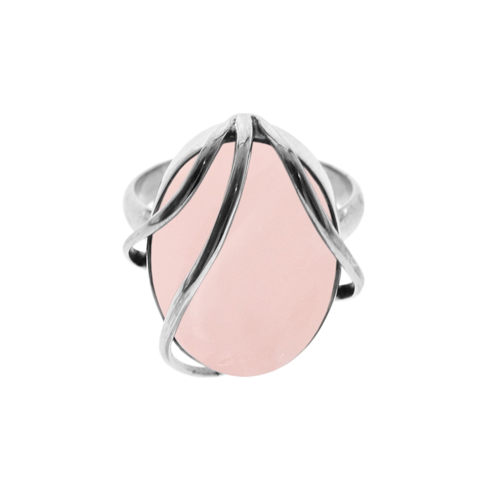 Samira rose quartz ring with overlaid bands