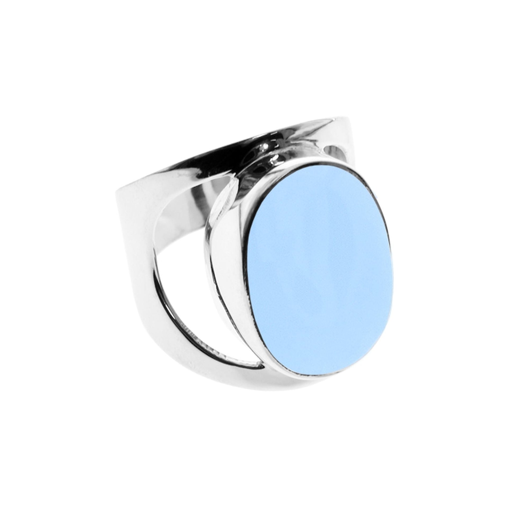Samira large oval blue chalcedony ring