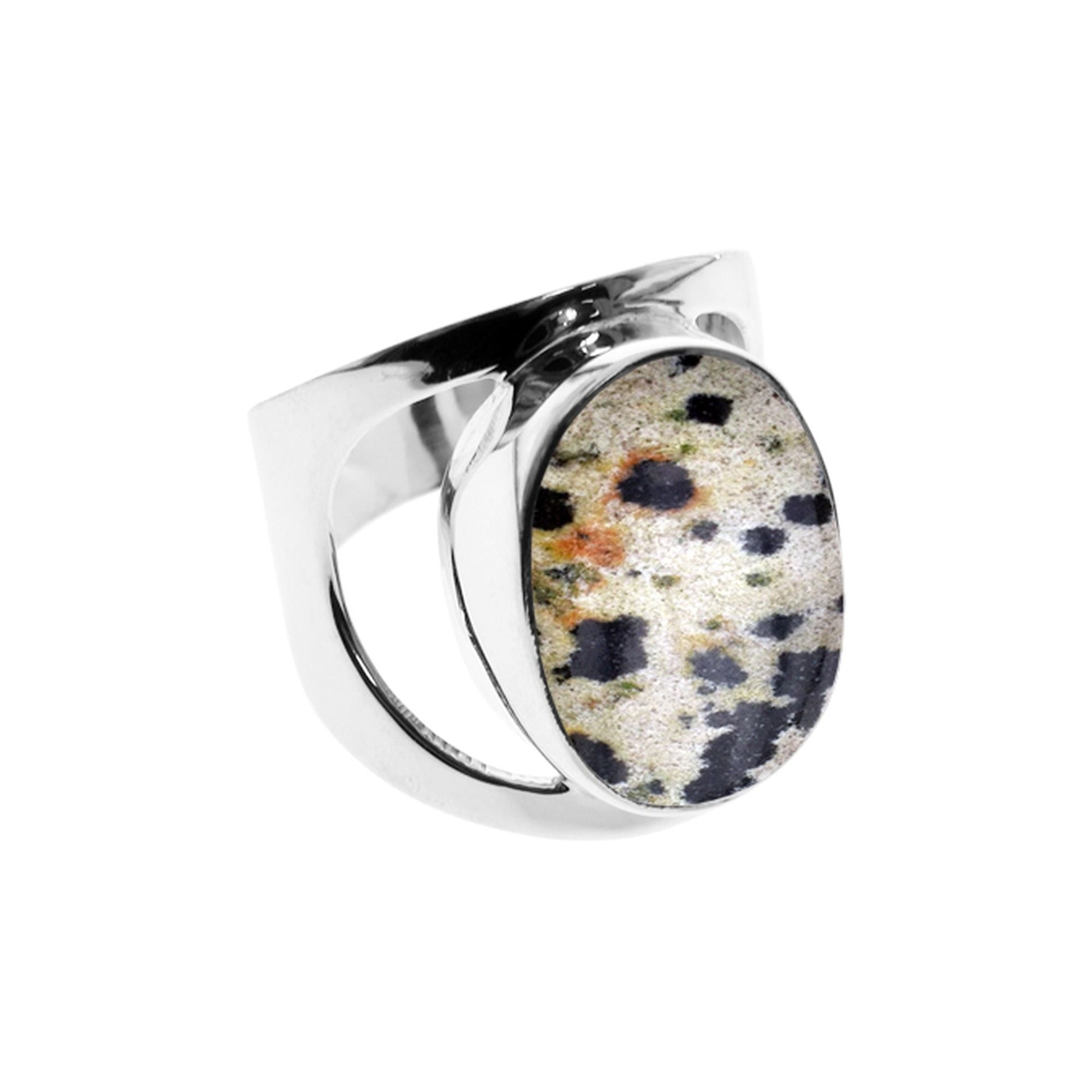 Samira large oval dalmatian jasper ring