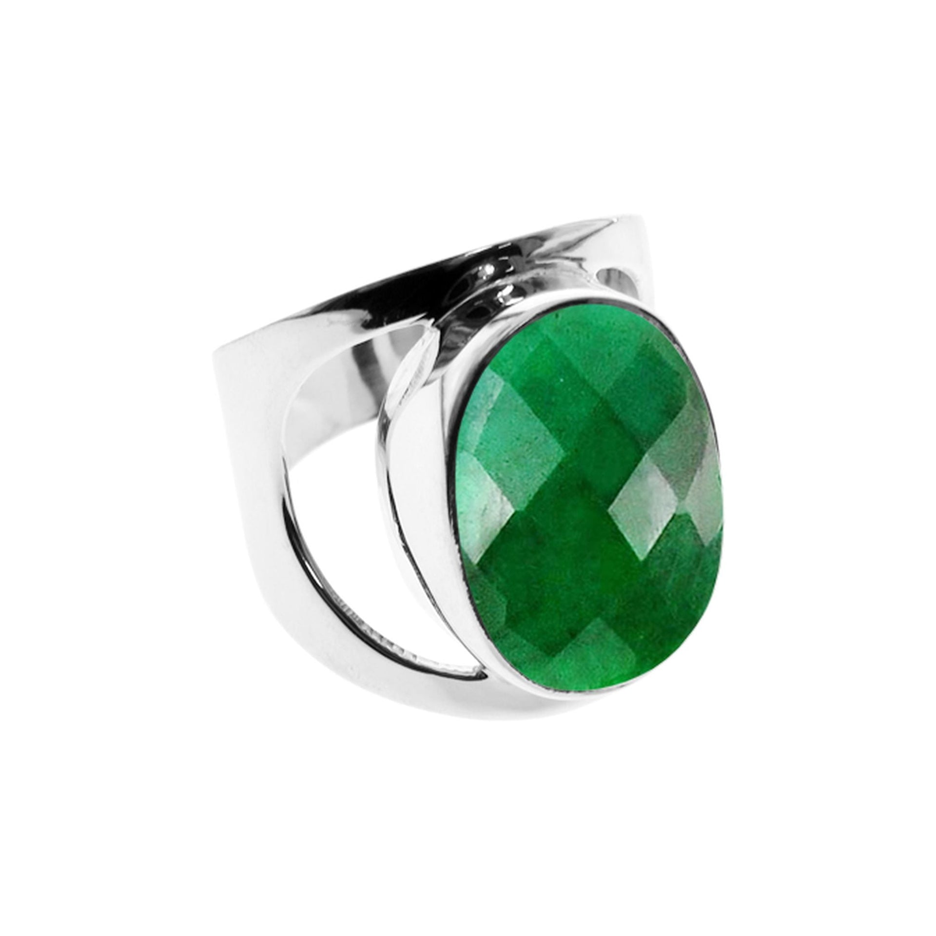Samira large oval emerald quartz ring