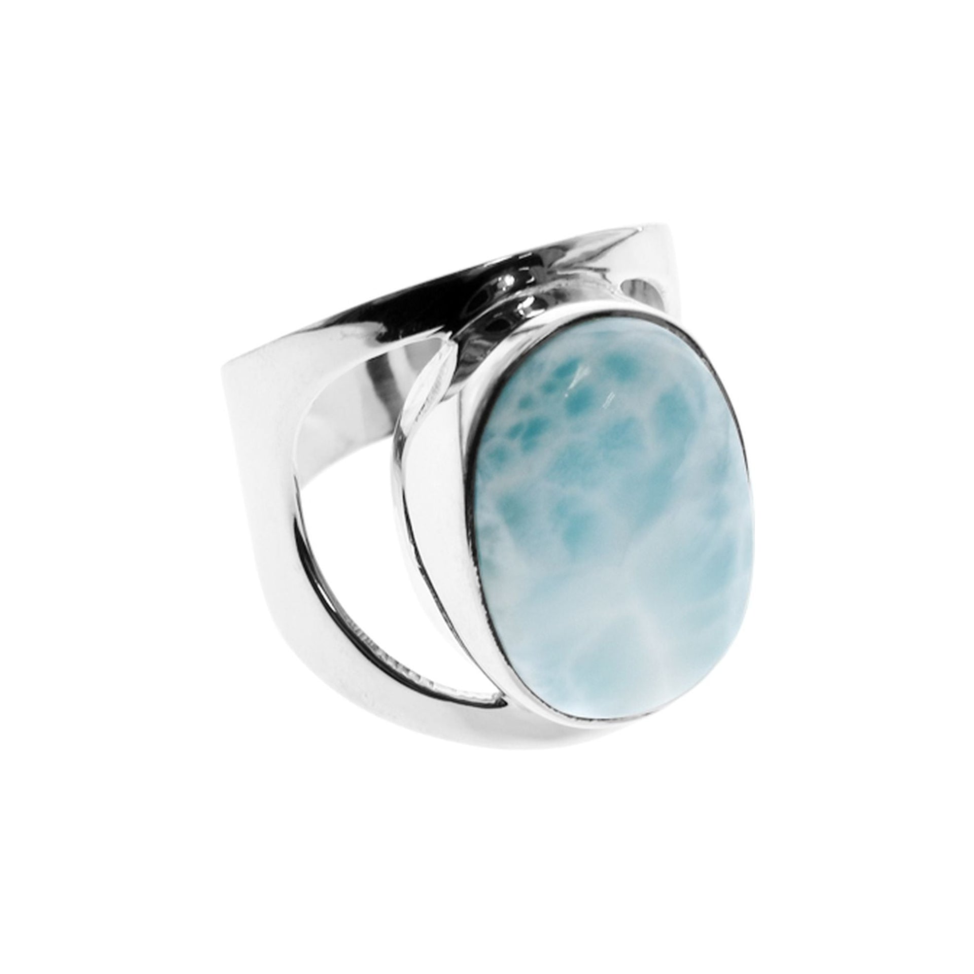Samira large oval larimar ring