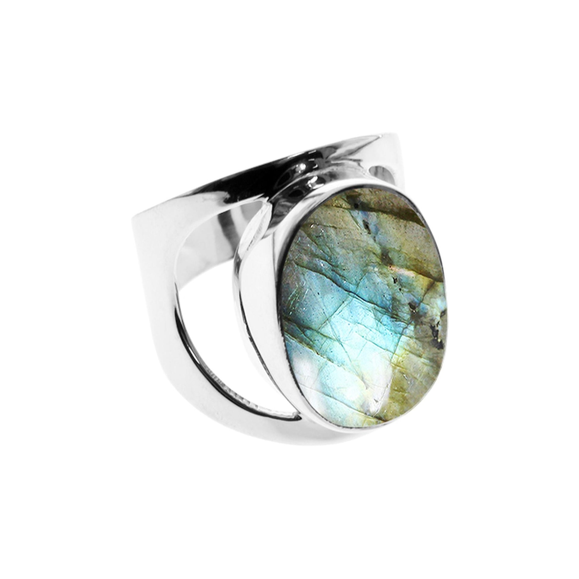 Samira large oval labradorite ring