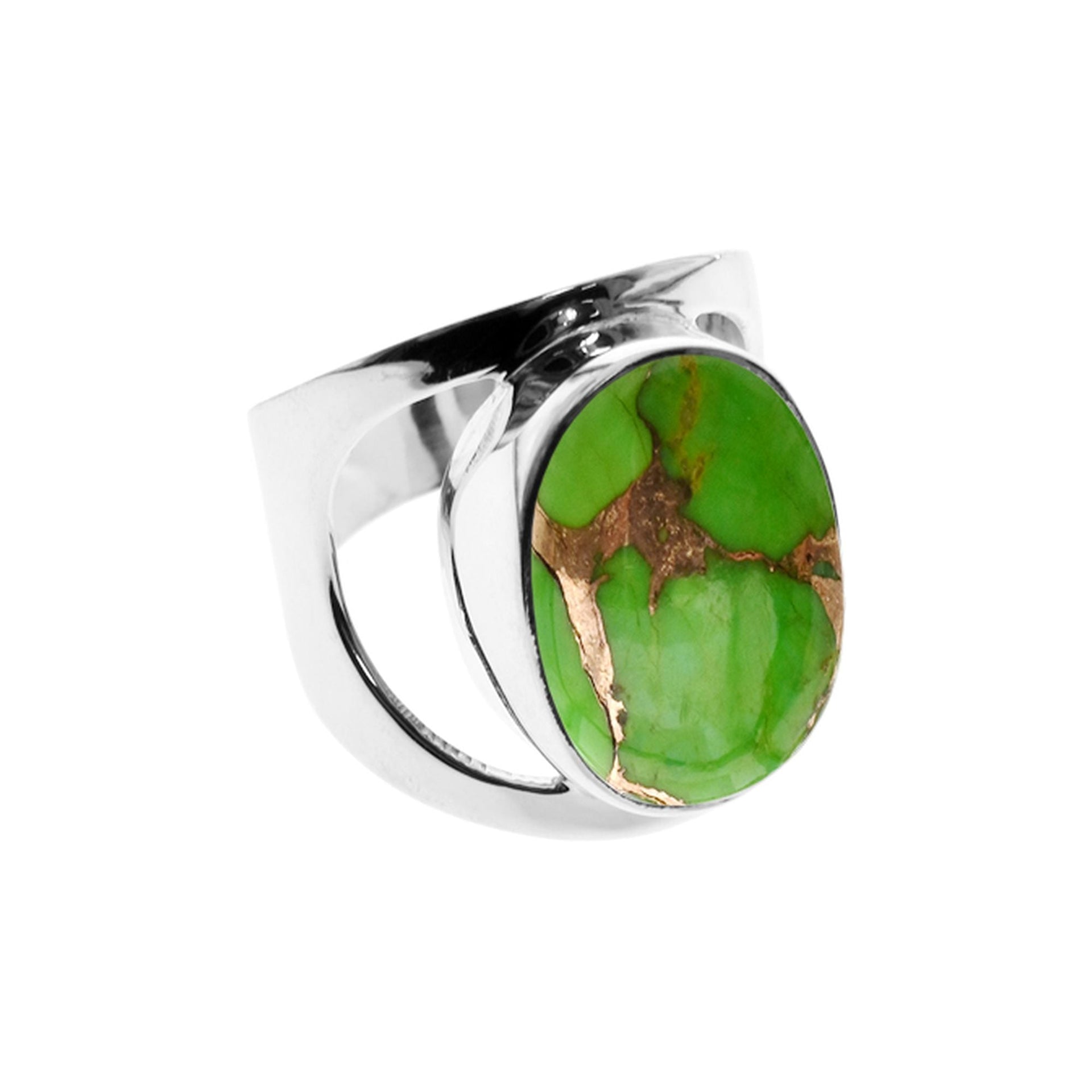 Samira large oval green mohave ring
