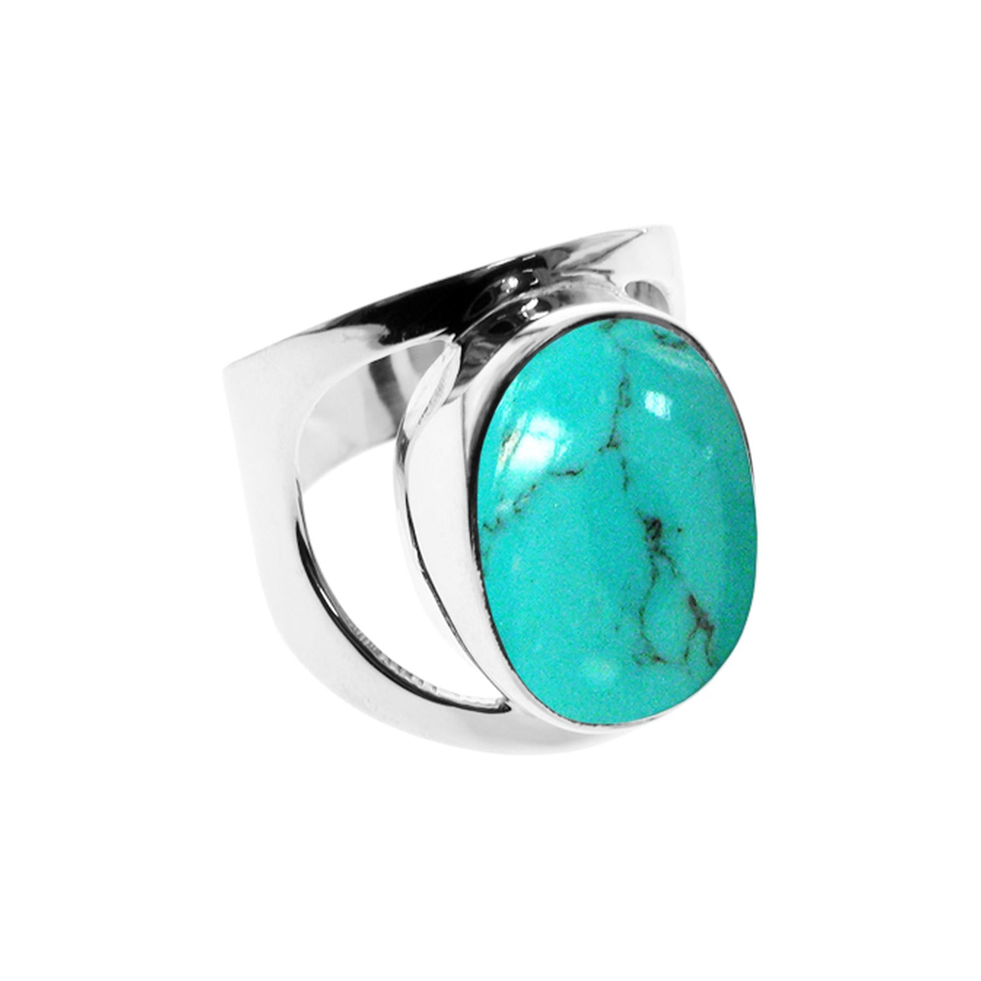 Samira large oval turquoise ring