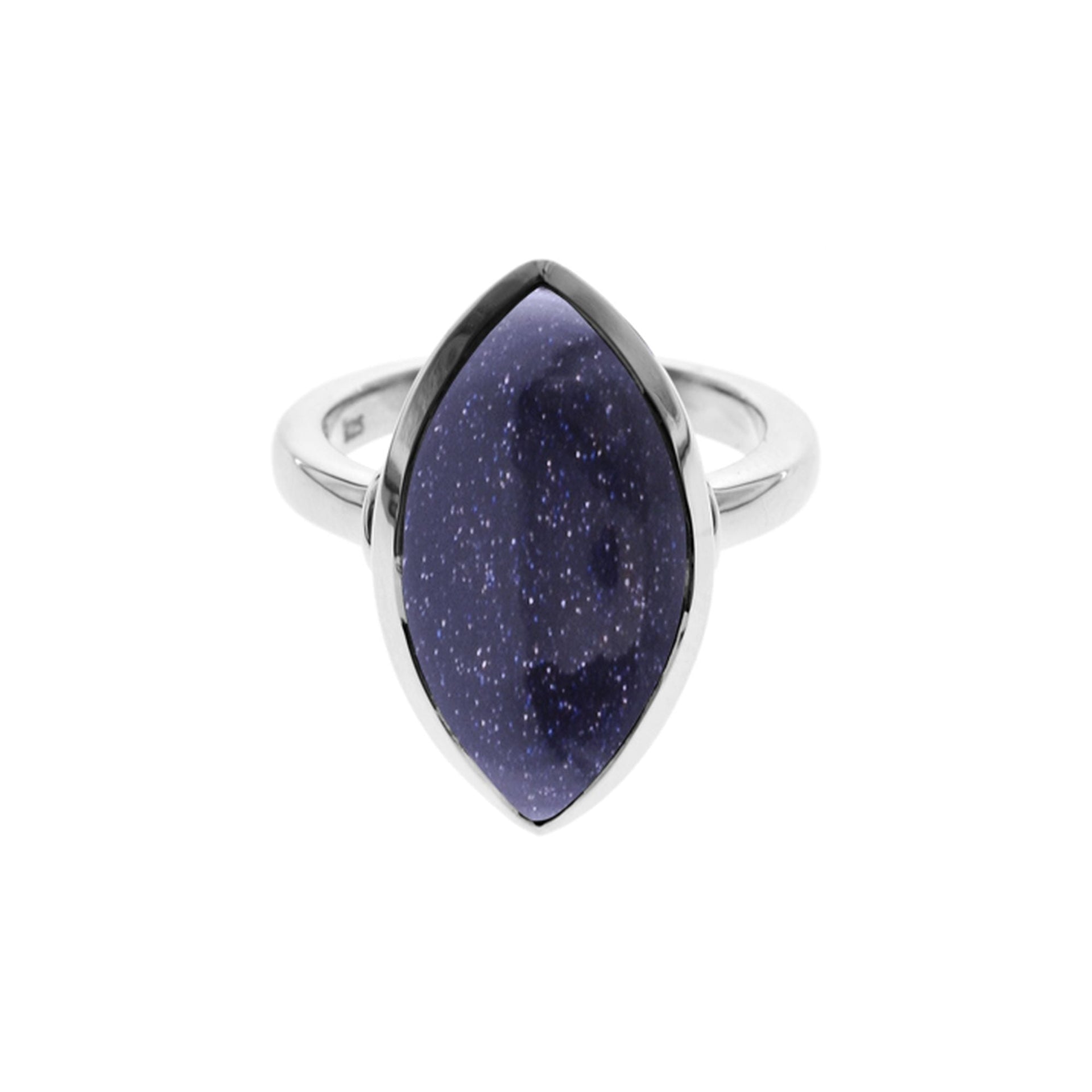 Samira plain large marquis blue goldstone ring