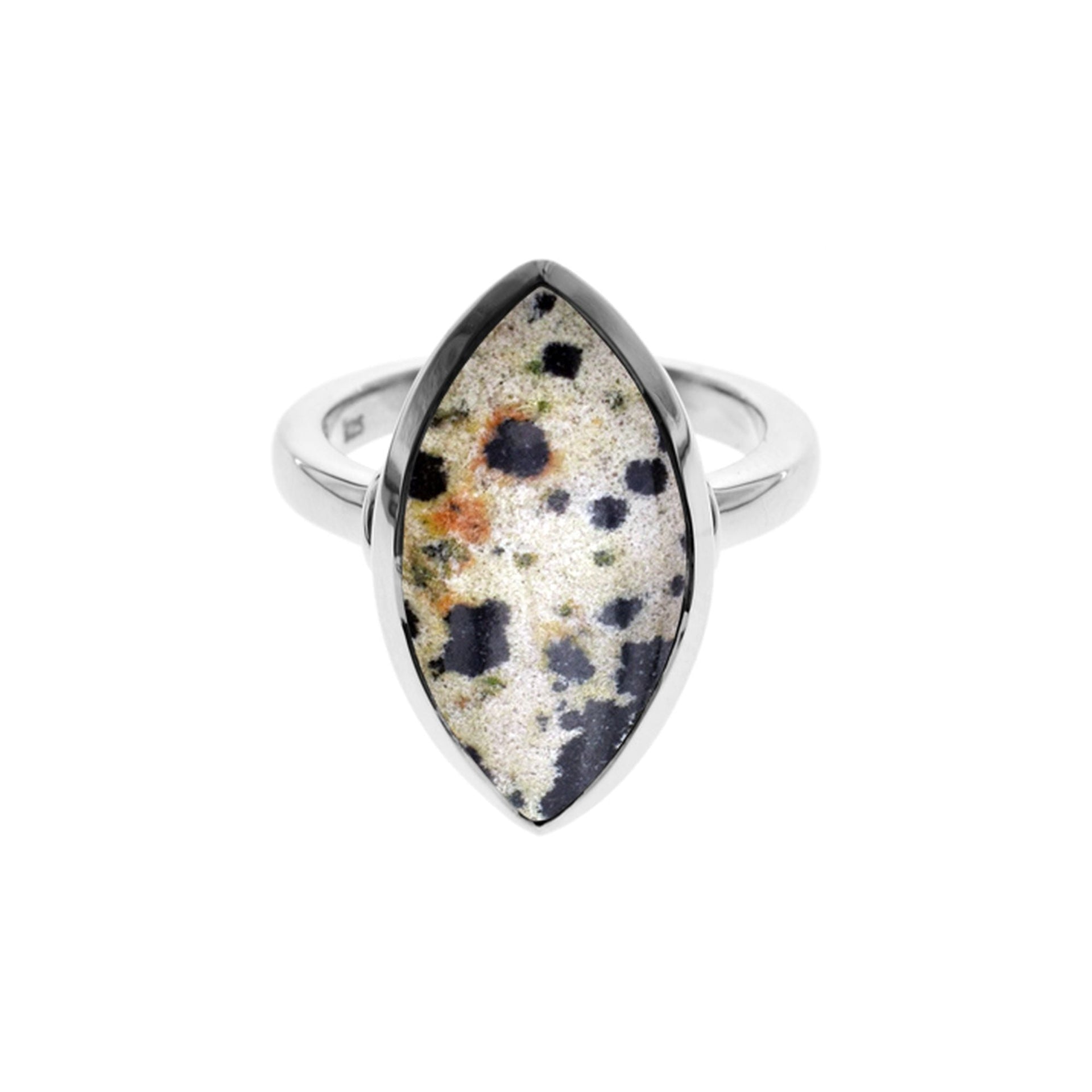 Samira plain marquis dalmatian jasper ring