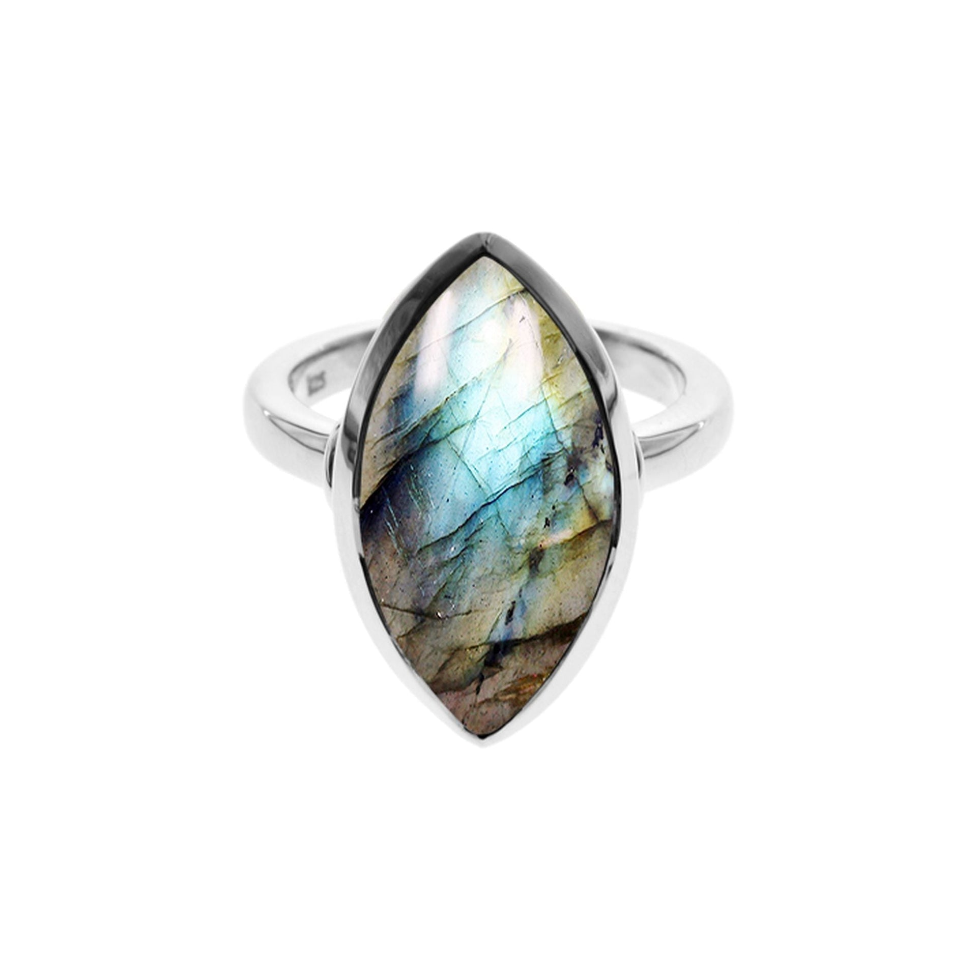 Samira plain marquis labradorite ring