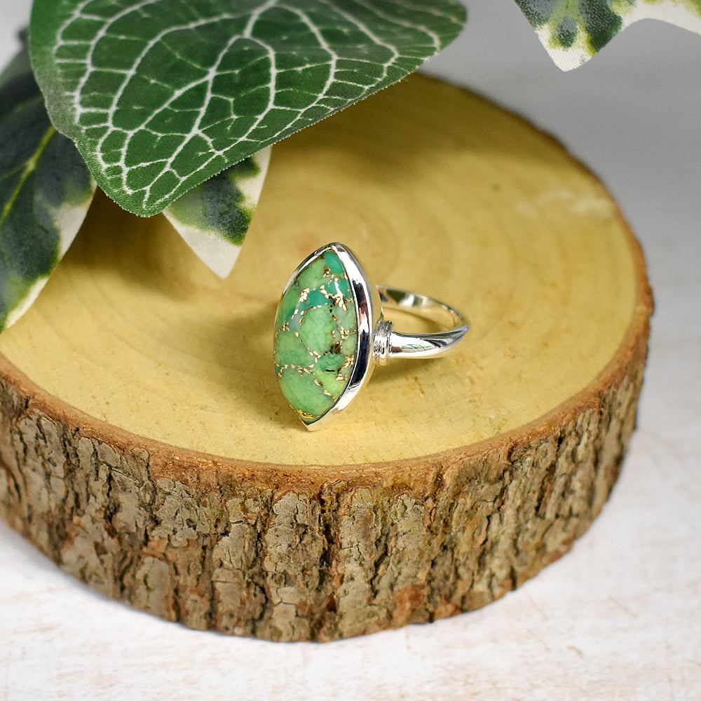 Samira plain marquis green mohave ring