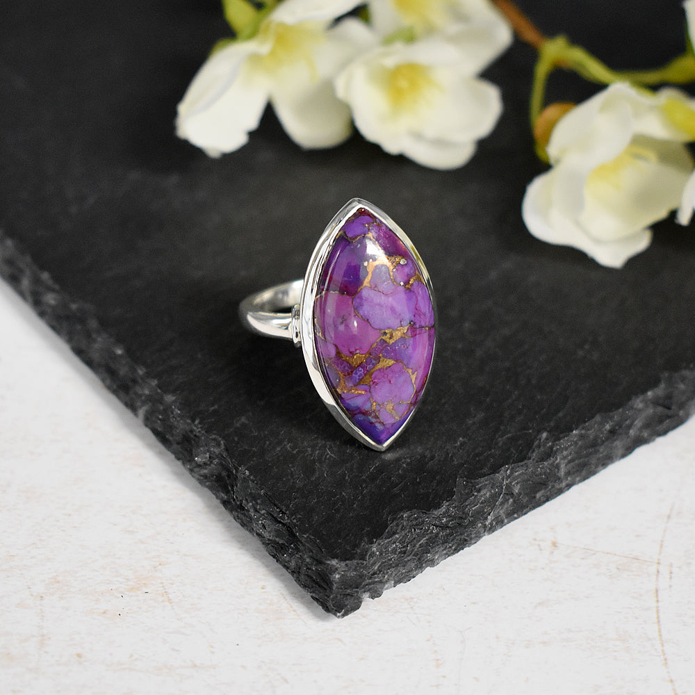 Samira plain large marquis purple mohave ring