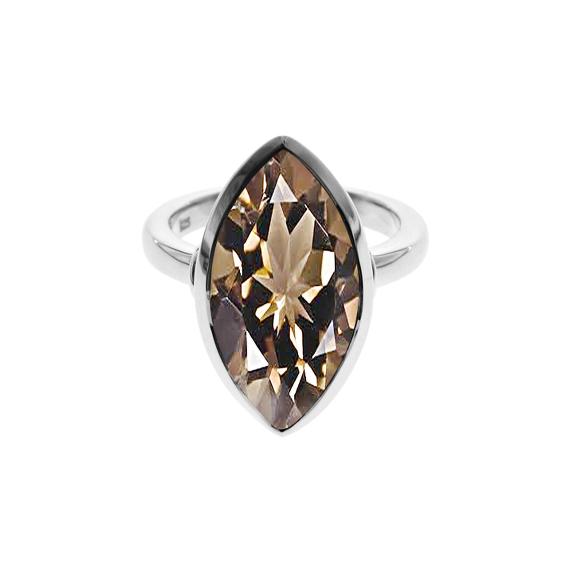 Samira plain marquis smokey quartz ring