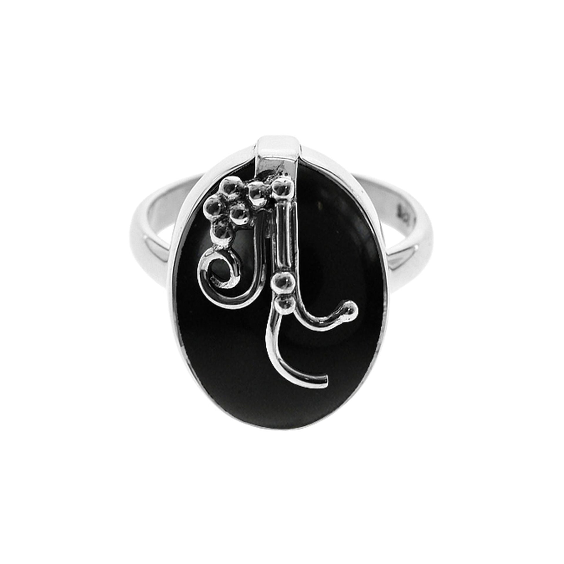 Amy black onyx ring with grape effect overlay