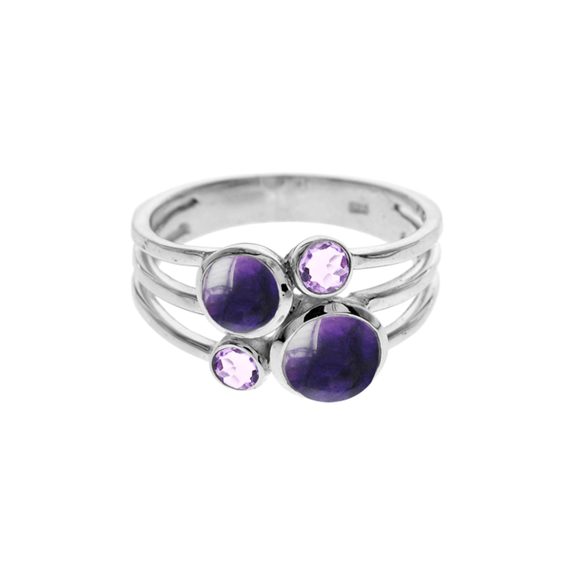 Ivy four amethyst & amethyst facet split band ring