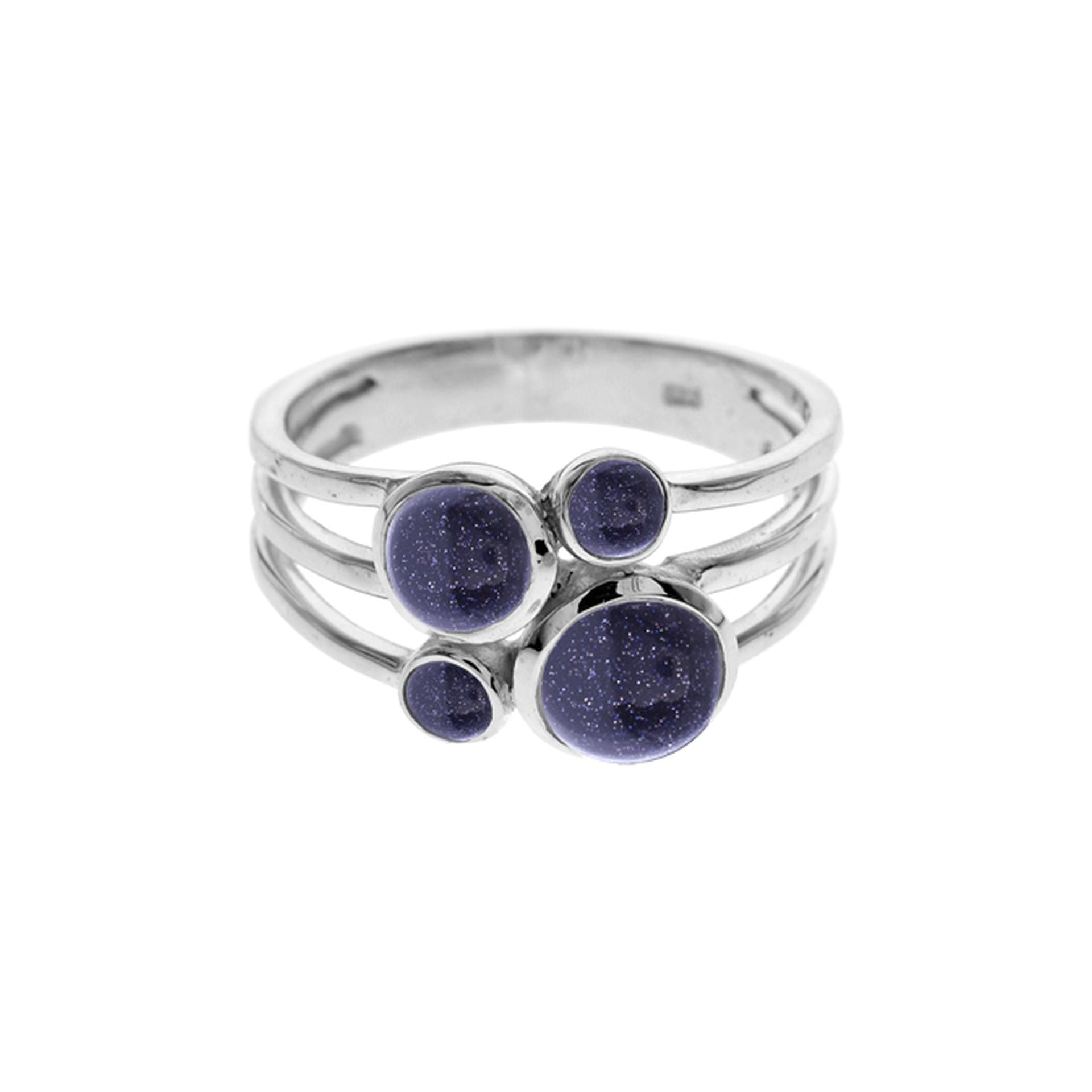 Ivy four blue goldstone split band ring