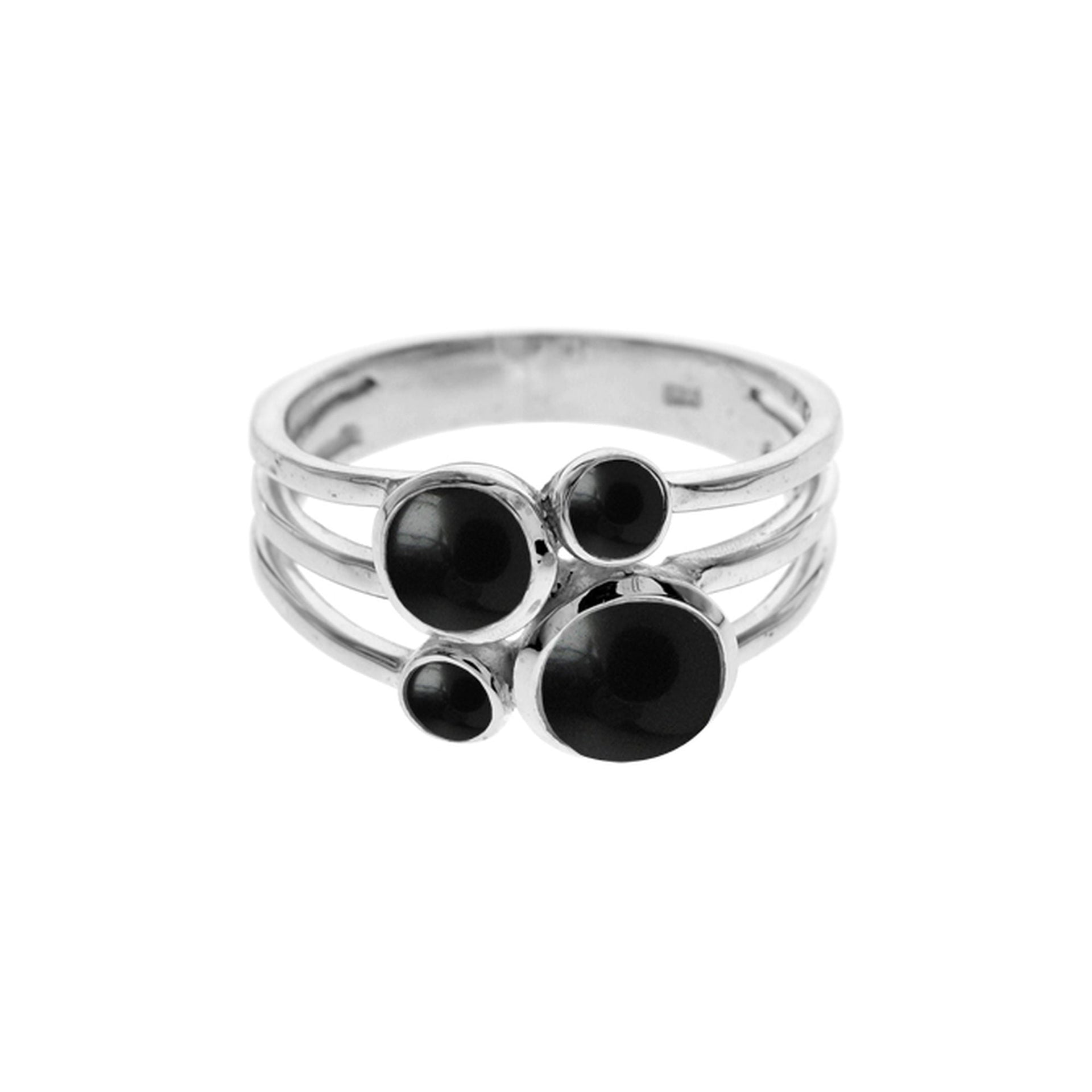 Ivy four black onyx split band ring