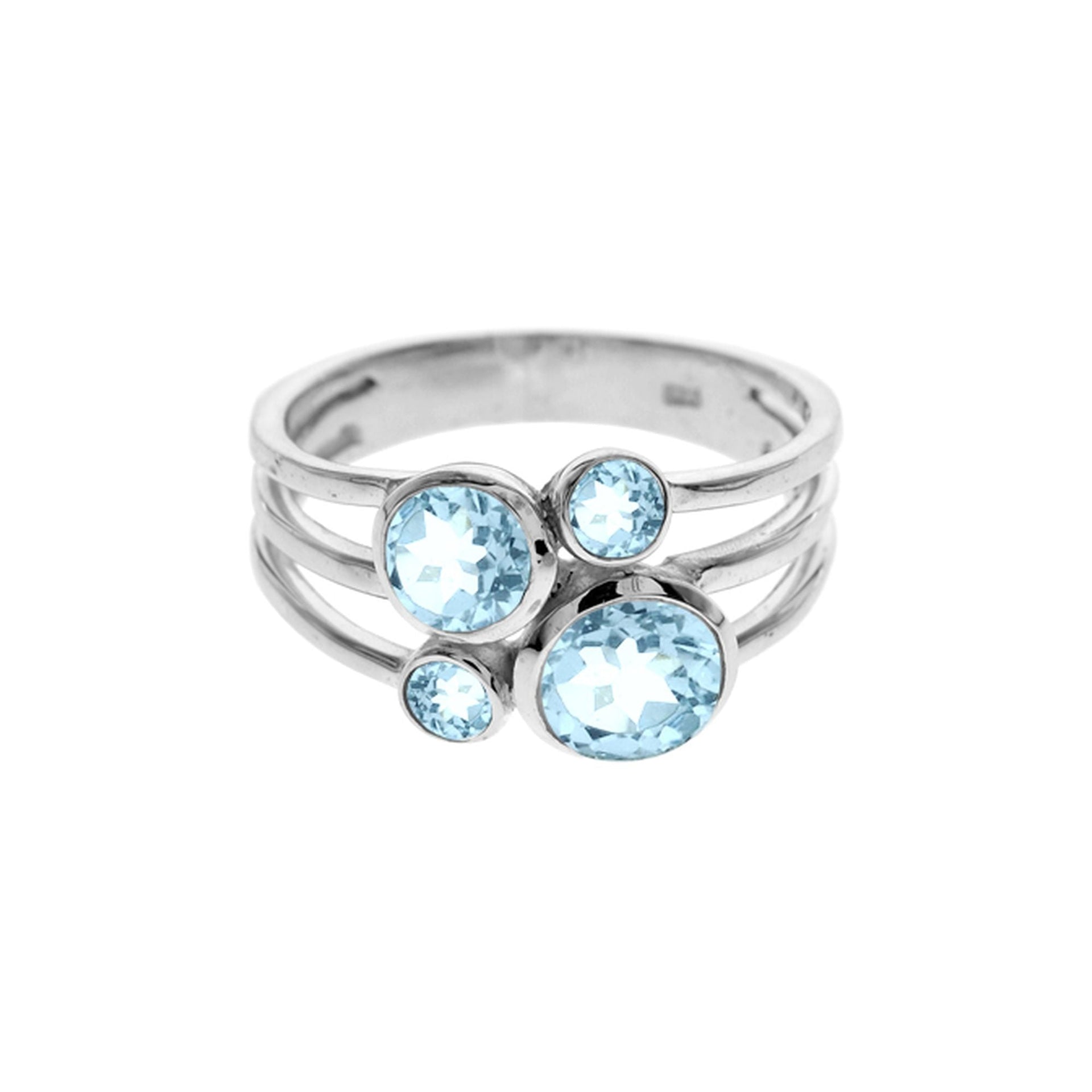 Ivy four blue topaz split band ring