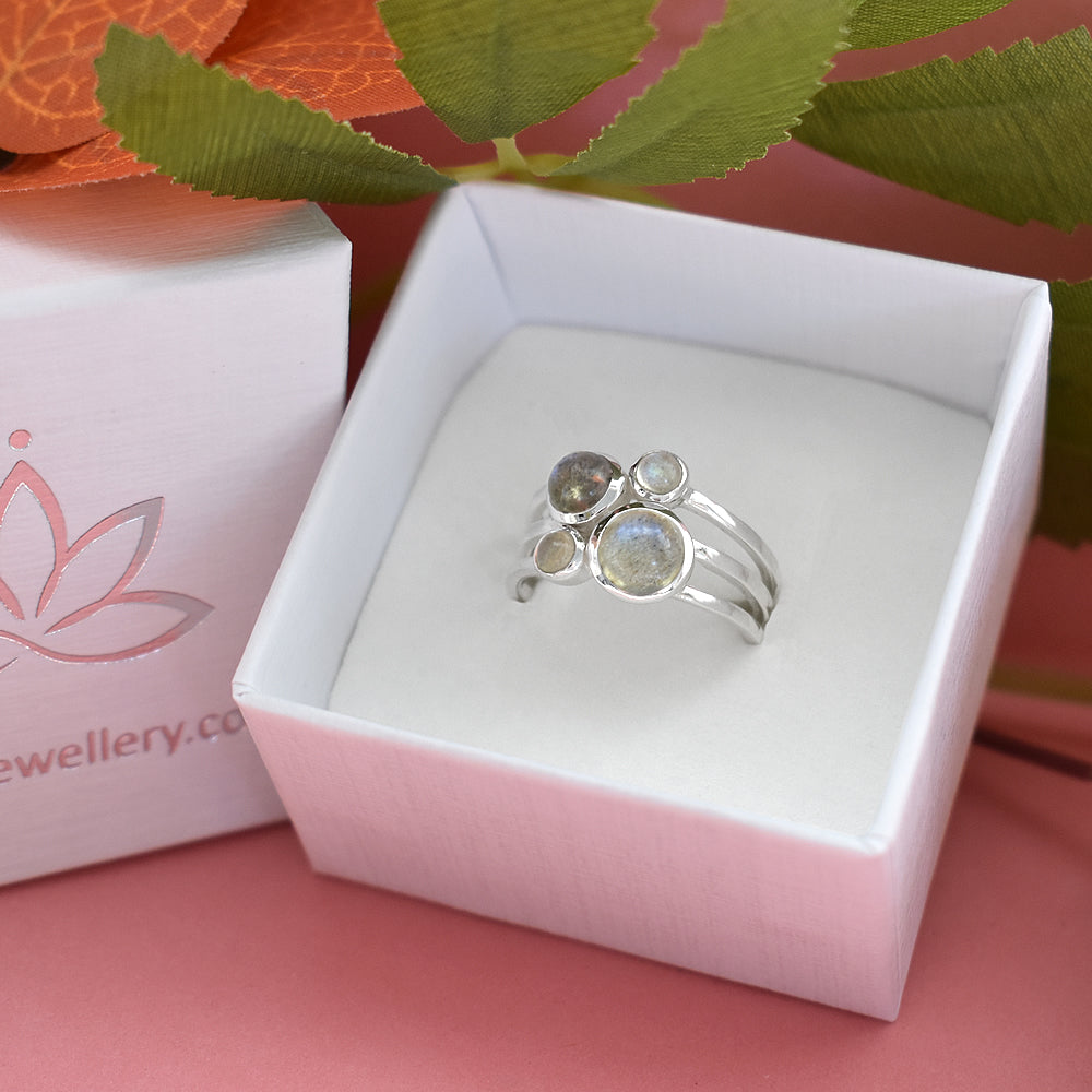 Ivy four labradorite split band ring
