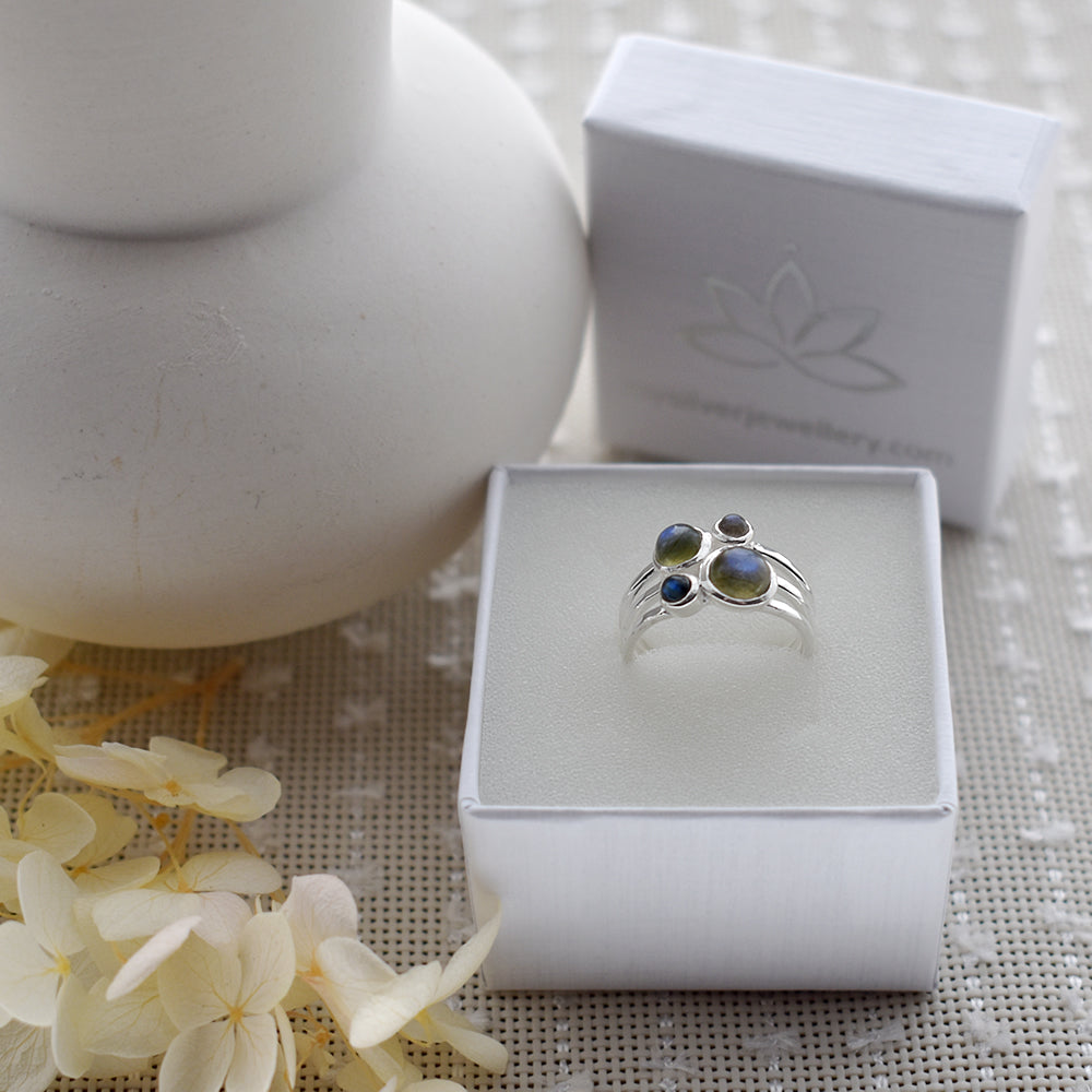 Ivy four labradorite split band ring
